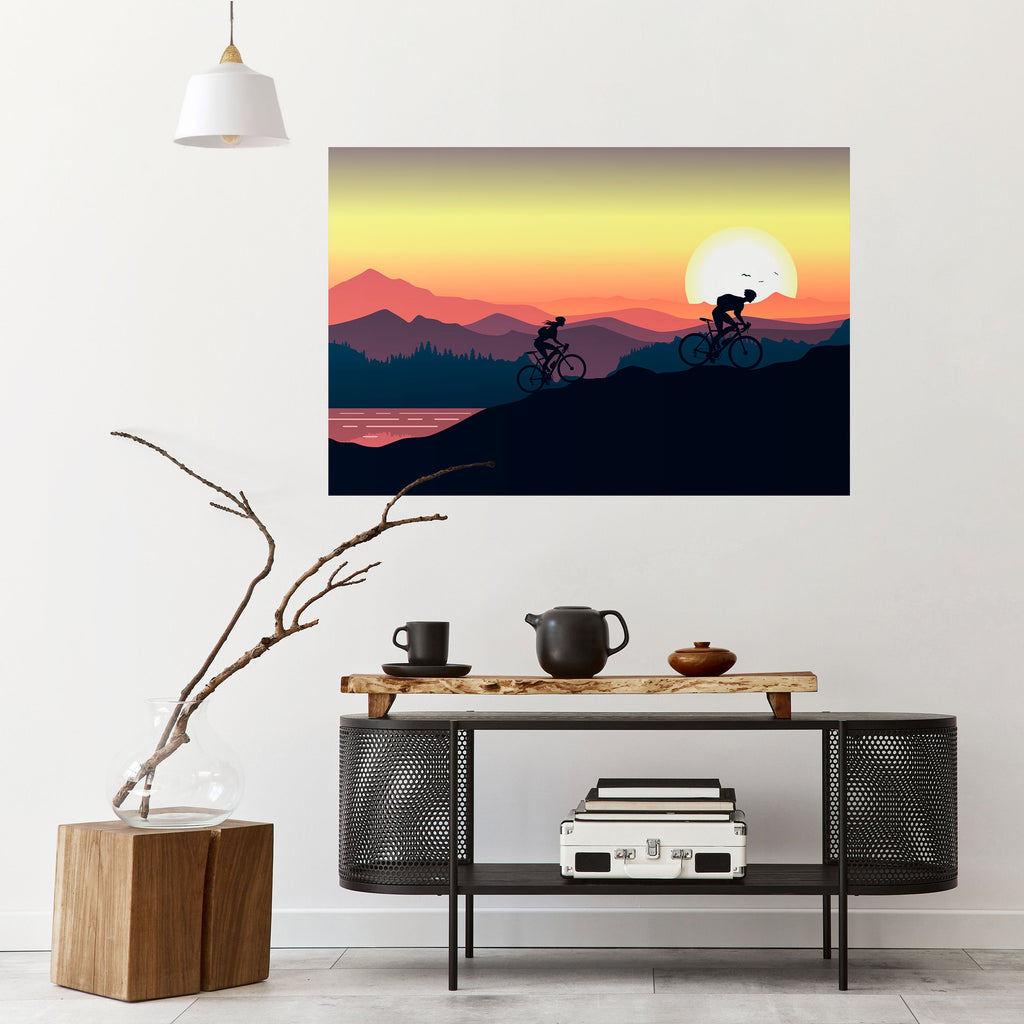 CYCLING HORIZON Peel and Stick Horizontal Poster