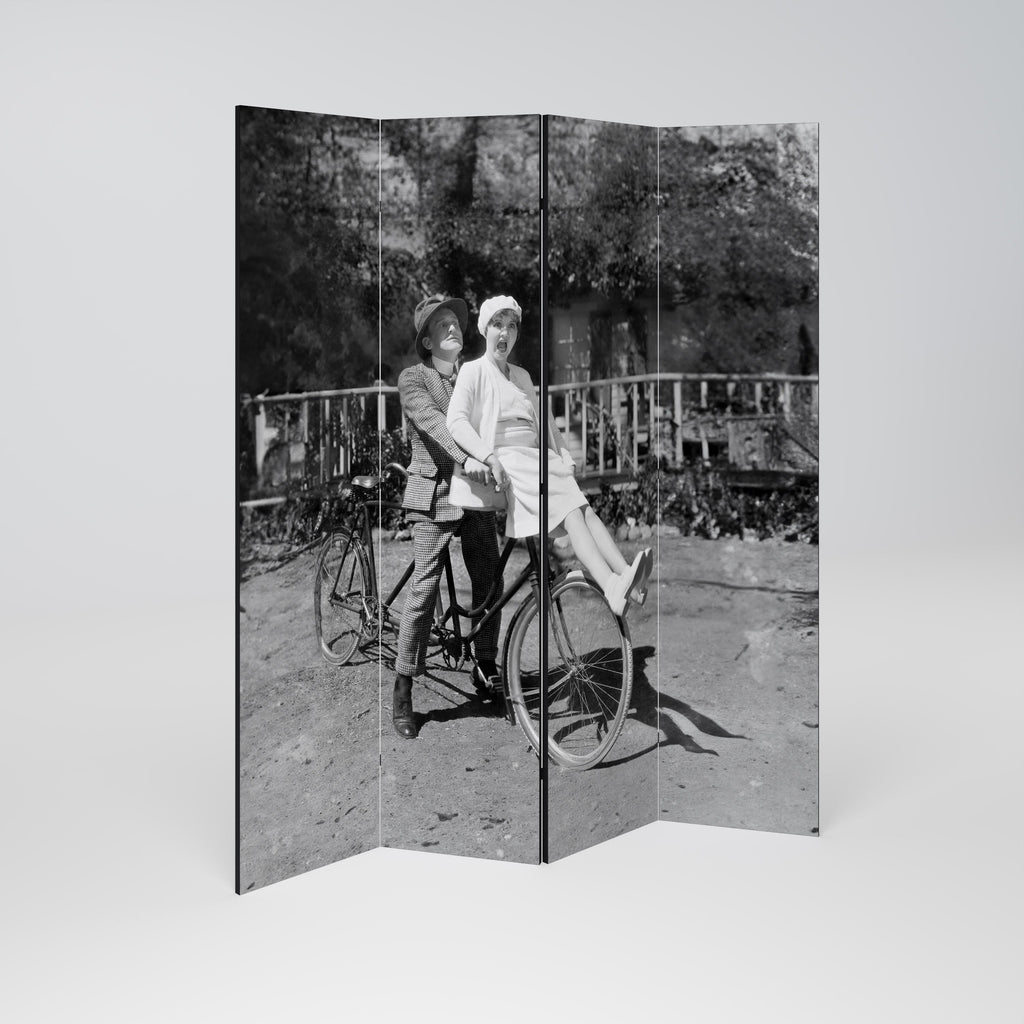 RIDING THROUGH TIME Decorative 4-Panel Room Divider