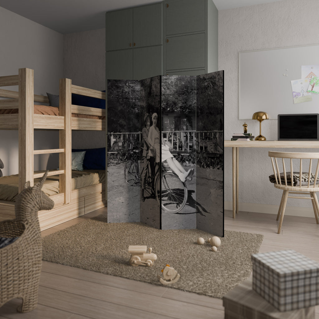 RIDING THROUGH TIME Decorative 4-Panel Room Divider