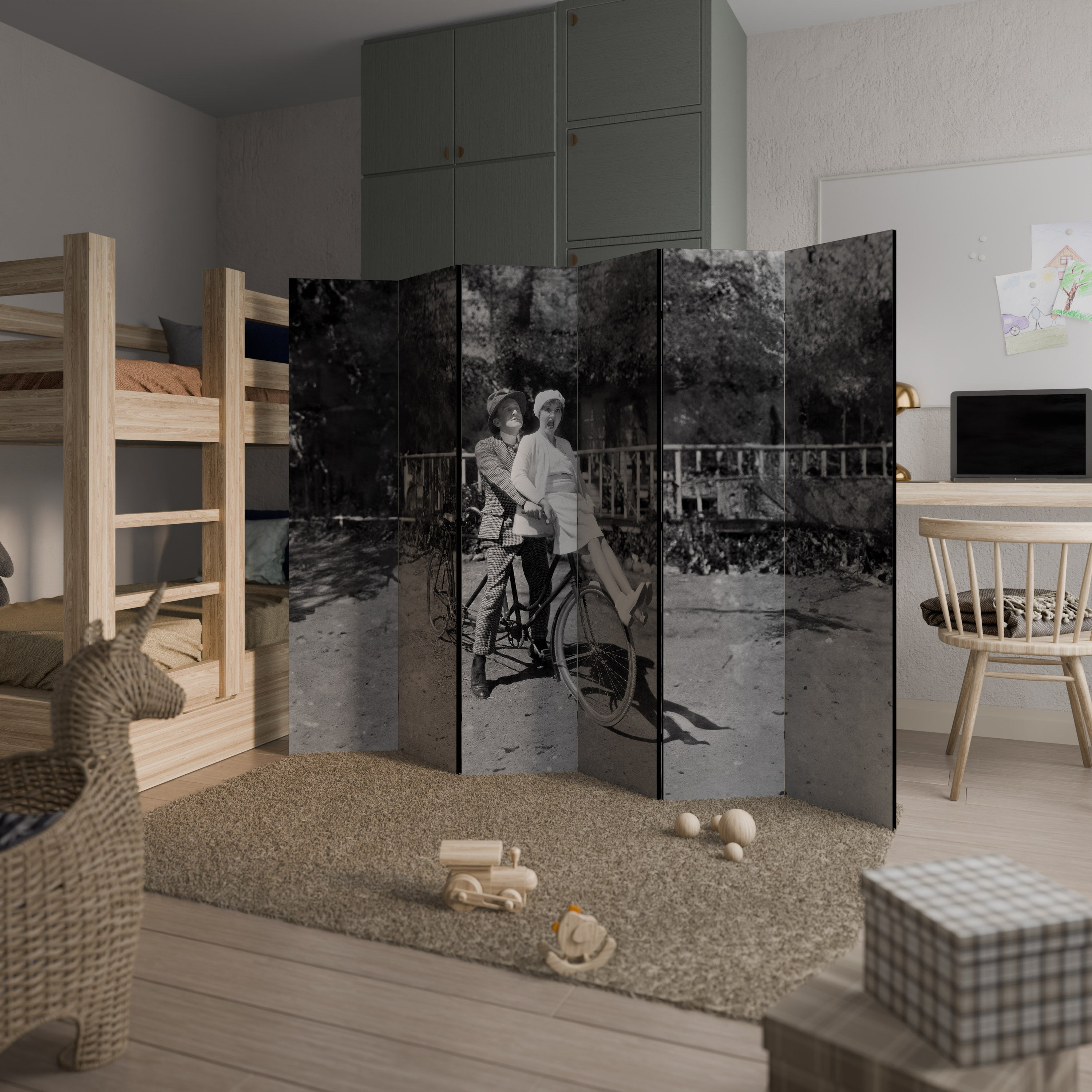 Paravent décoratif à 6 panneaux RIDING THROUGH TIME