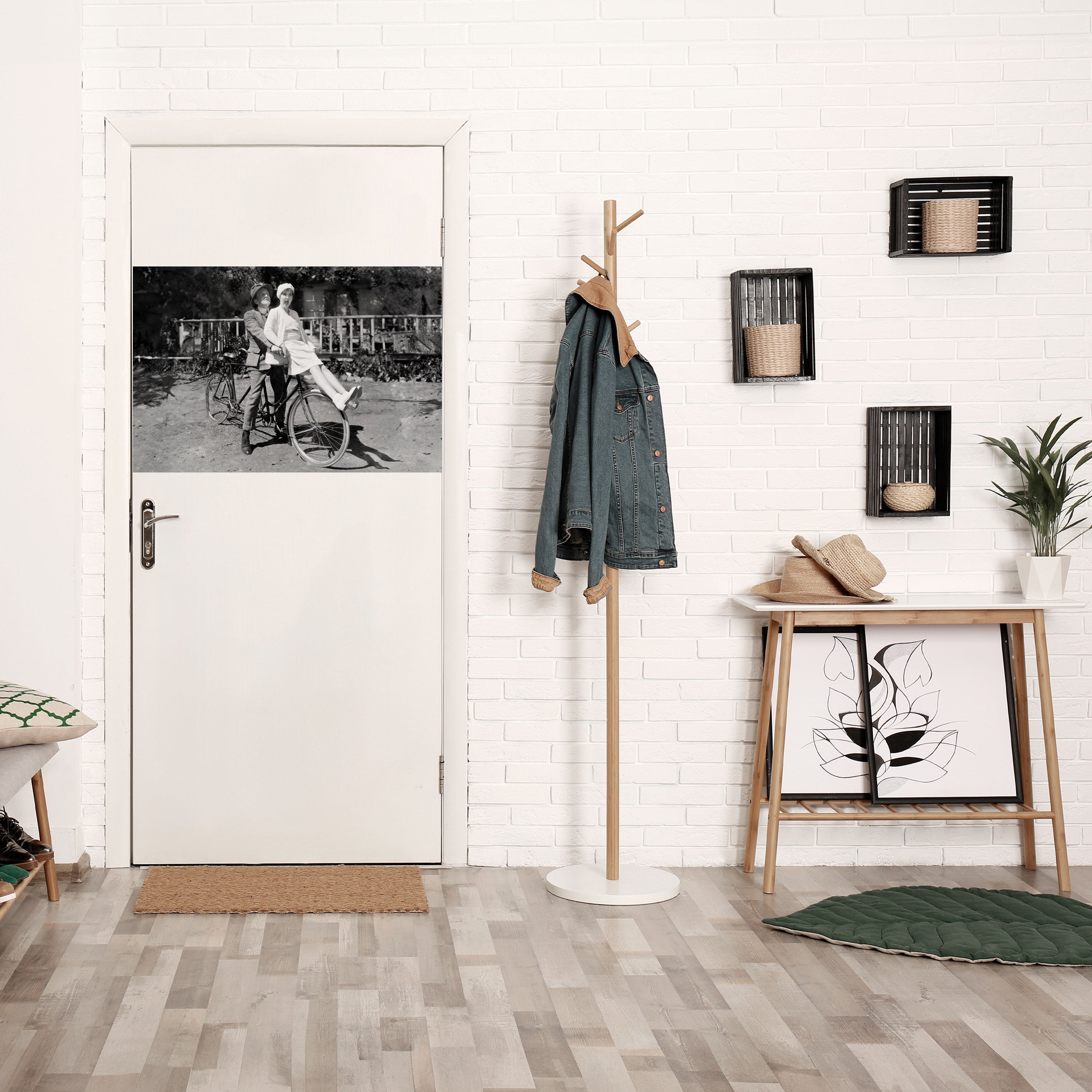 Affiche horizontale autocollante « À TRAVERS LE TEMPS »