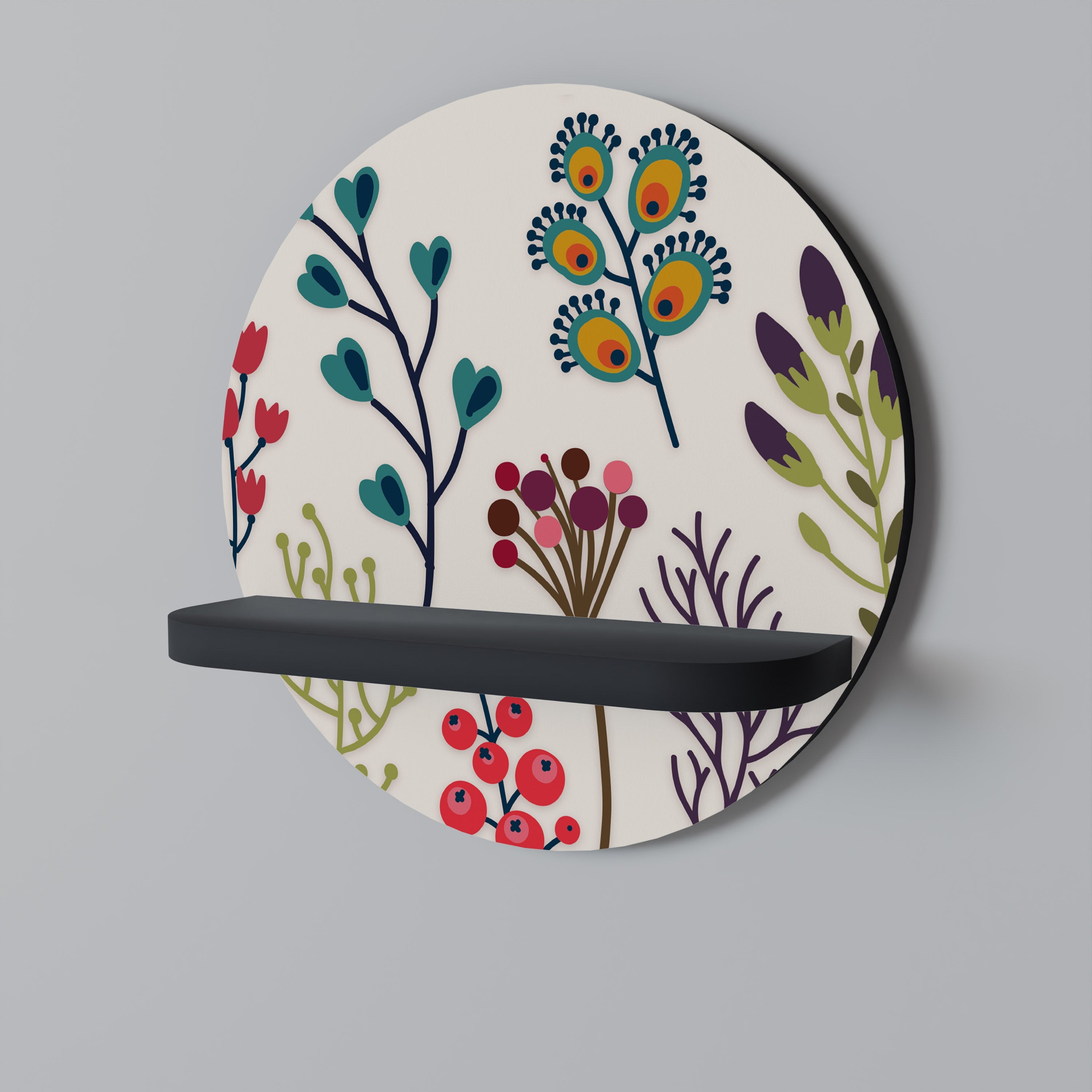 Étagère ronde d'art AUTUMN SUNDRIES en finition noire