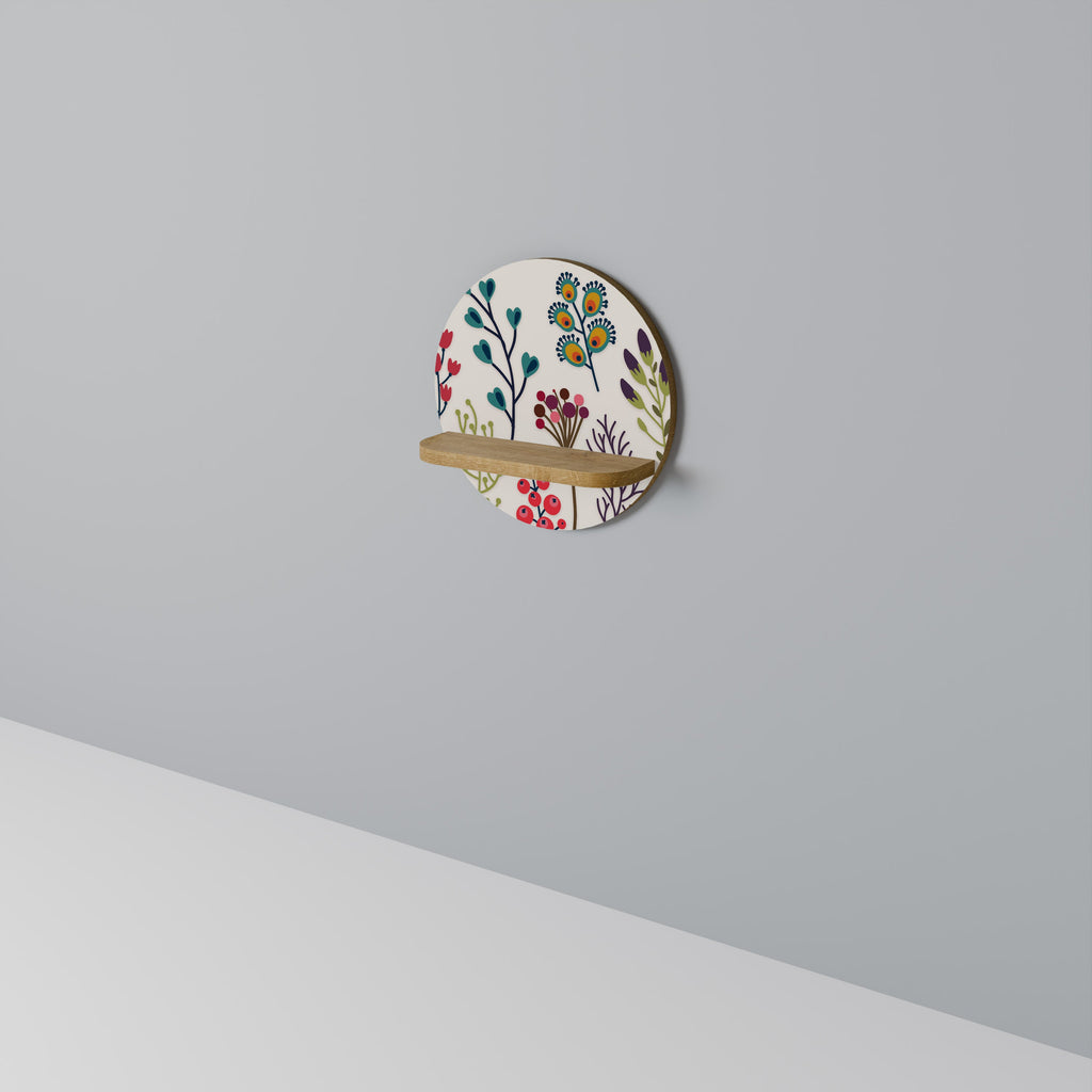 Étagère ronde effet chêne pour articles d'automne