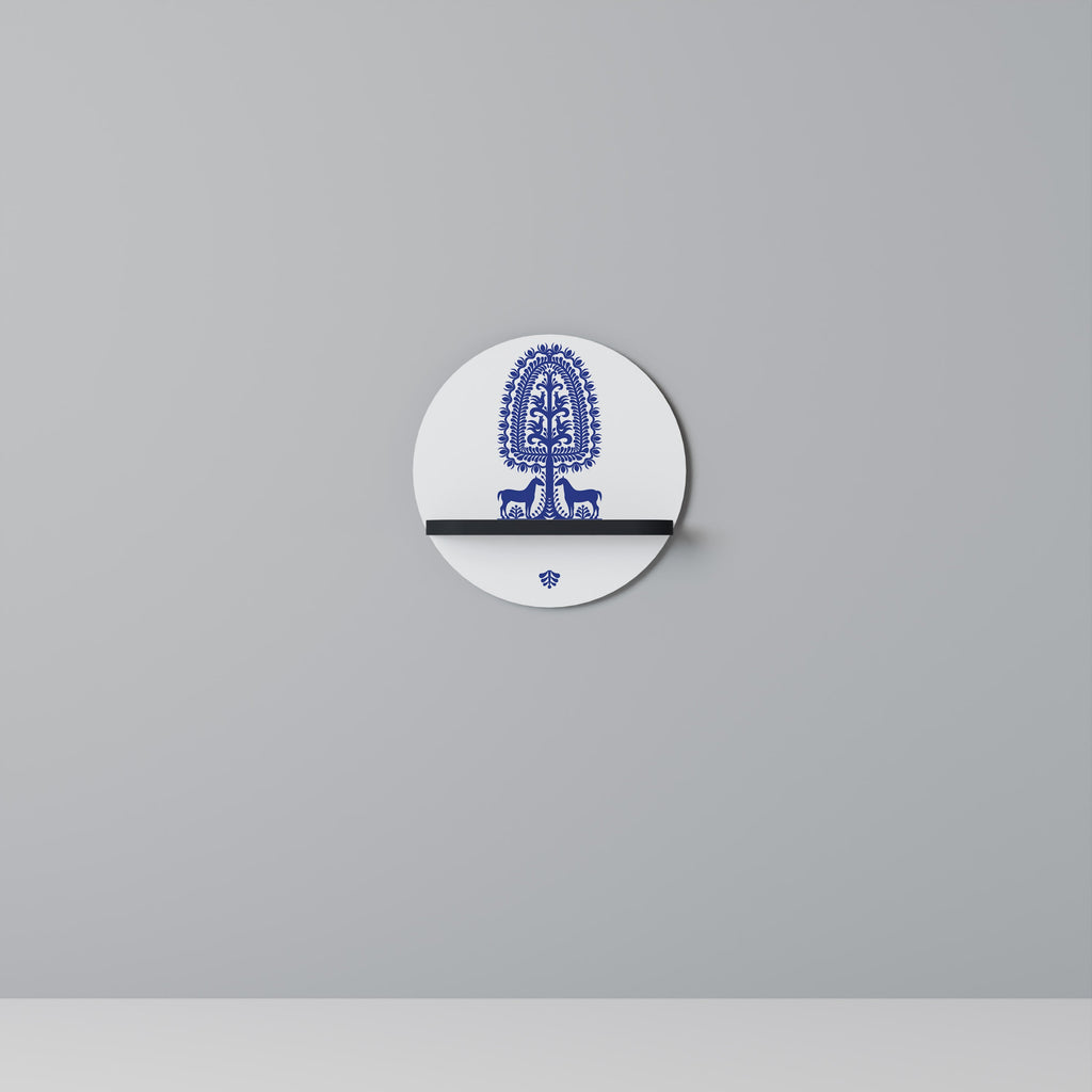 Étagère ronde en finition noire pour l'art populaire polonais