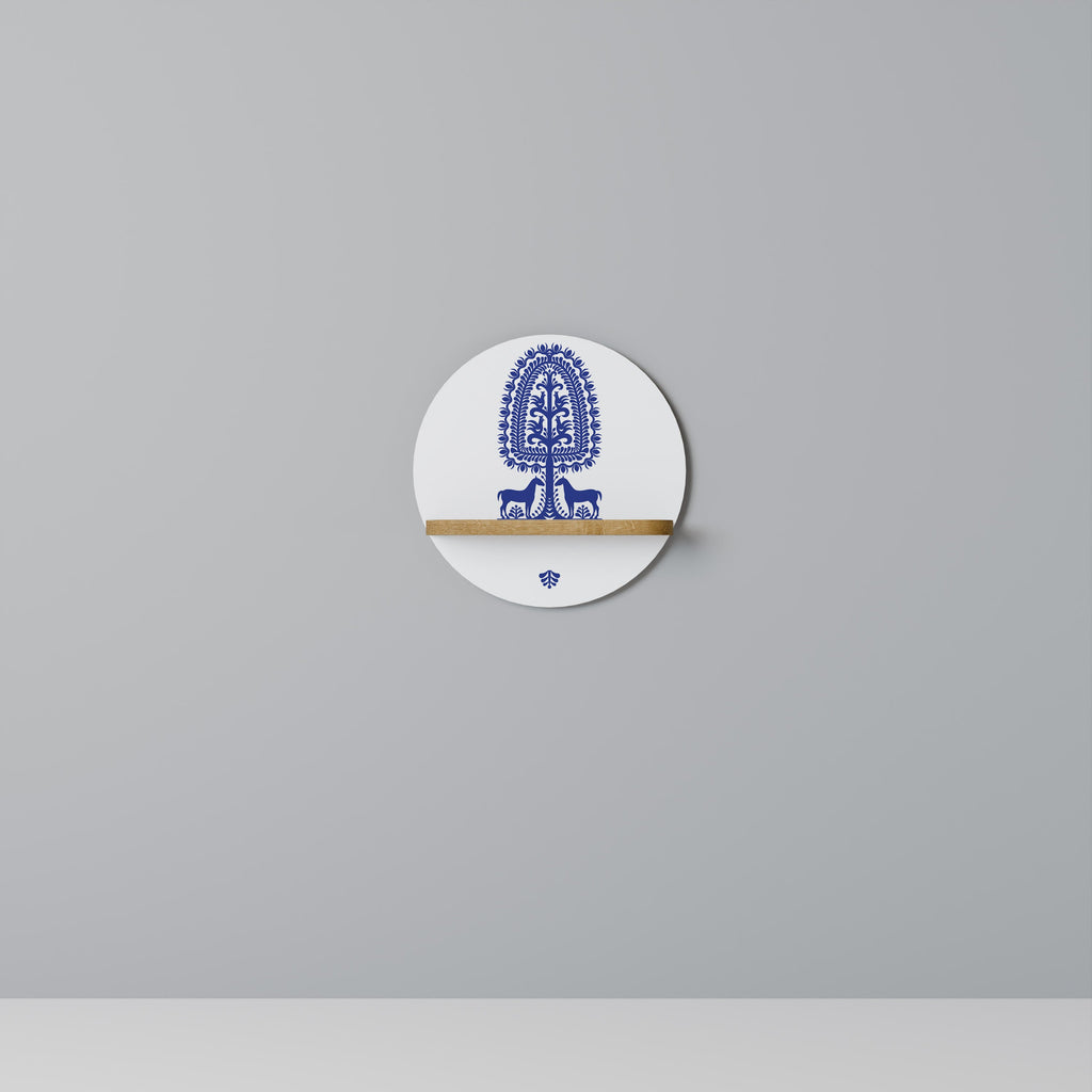 Étagère ronde effet chêne pour l'art populaire polonais