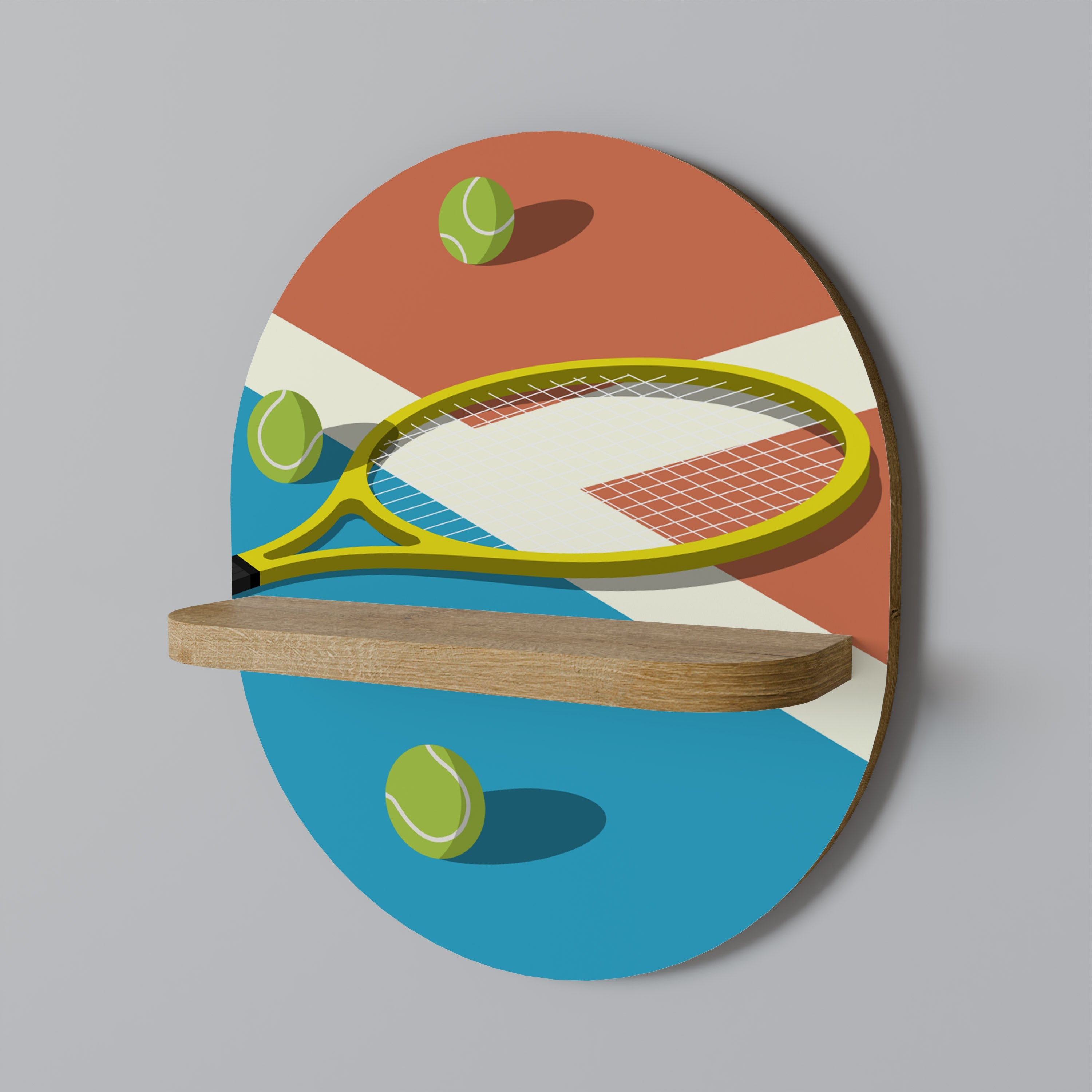 Étagère d'art ovale TENNIS ESSENTIALS effet chêne