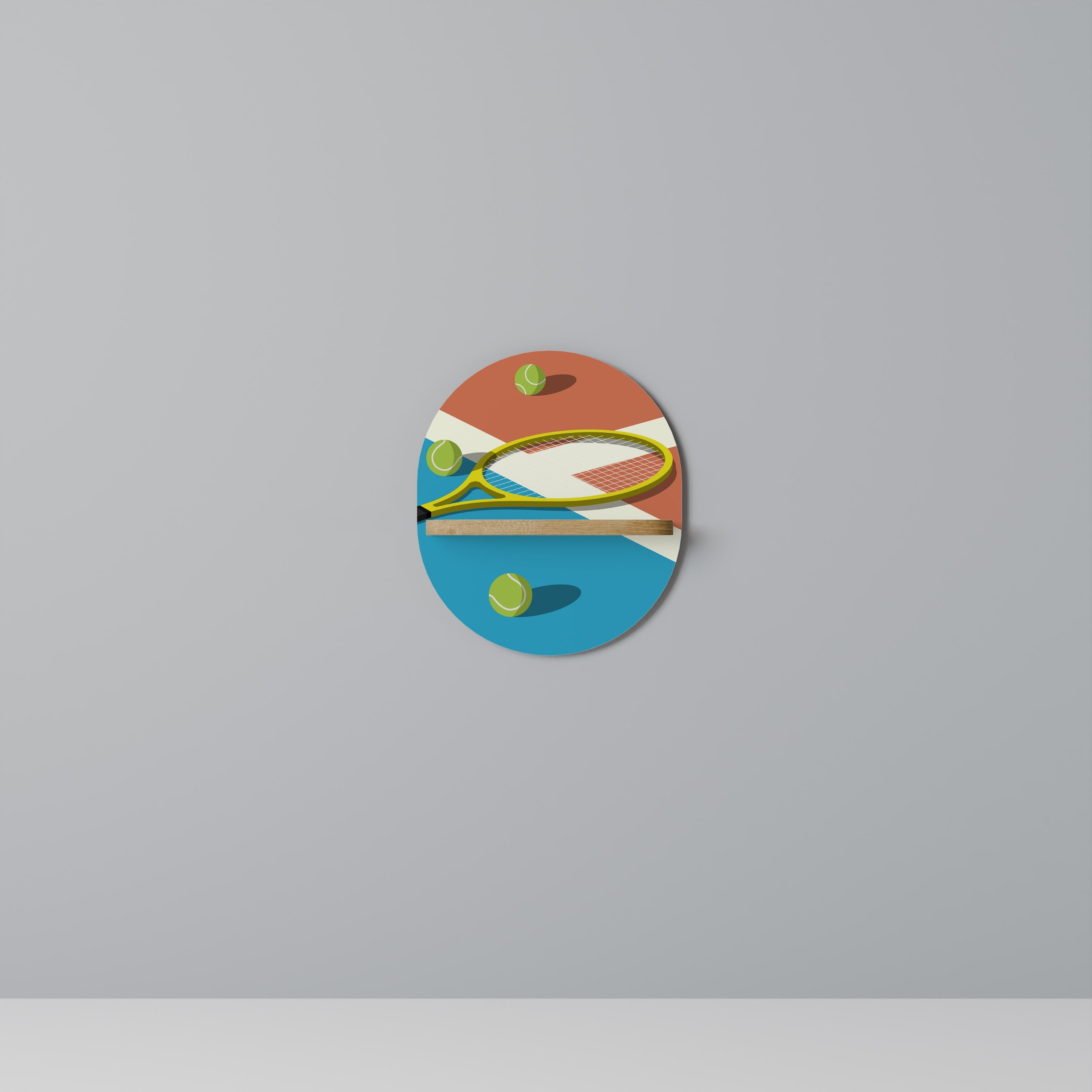 Étagère d'art ovale TENNIS ESSENTIALS effet chêne