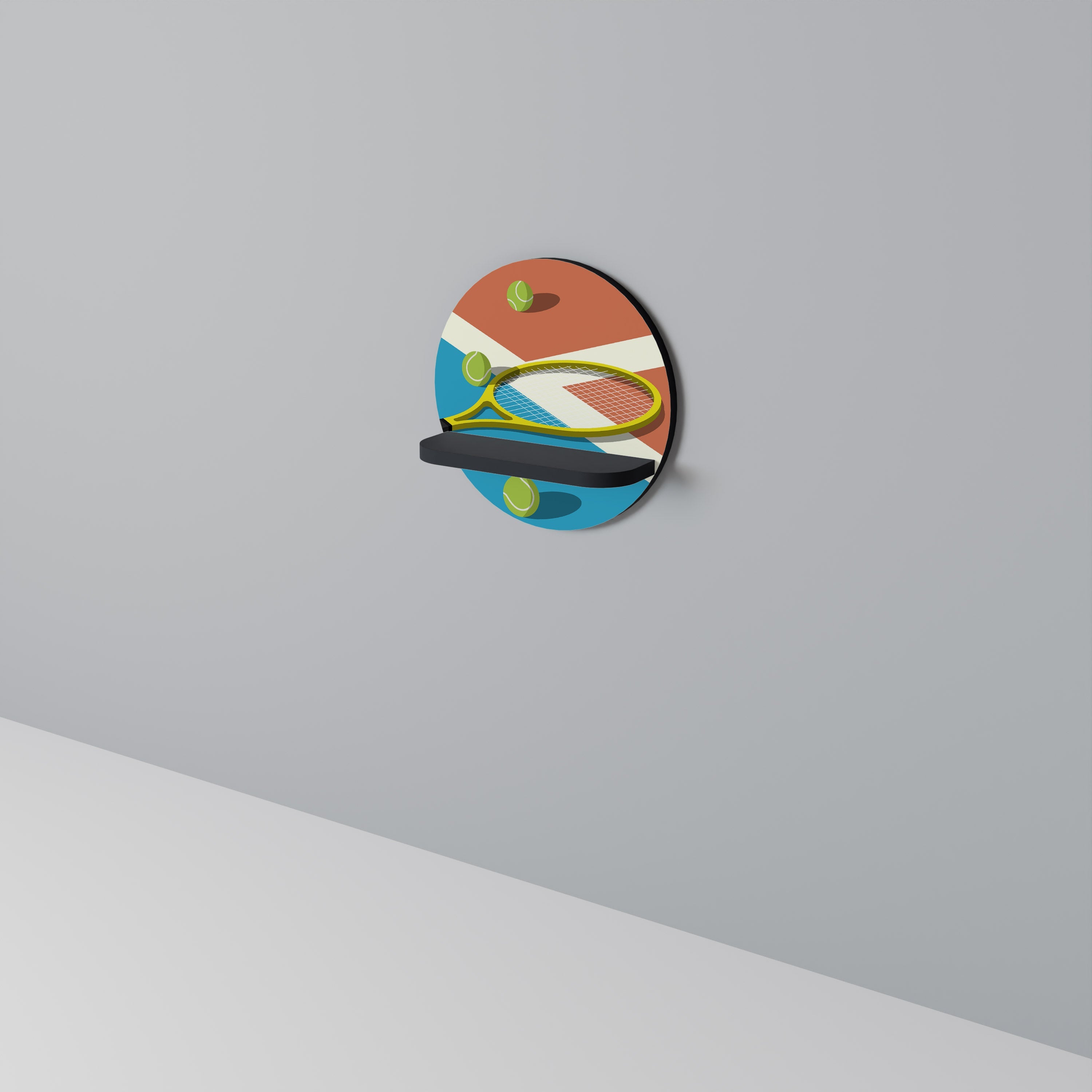 Étagère d'art ronde TENNIS ESSENTIALS en finition noire