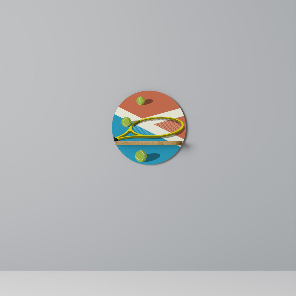 Étagère d'art ronde TENNIS ESSENTIALS effet chêne