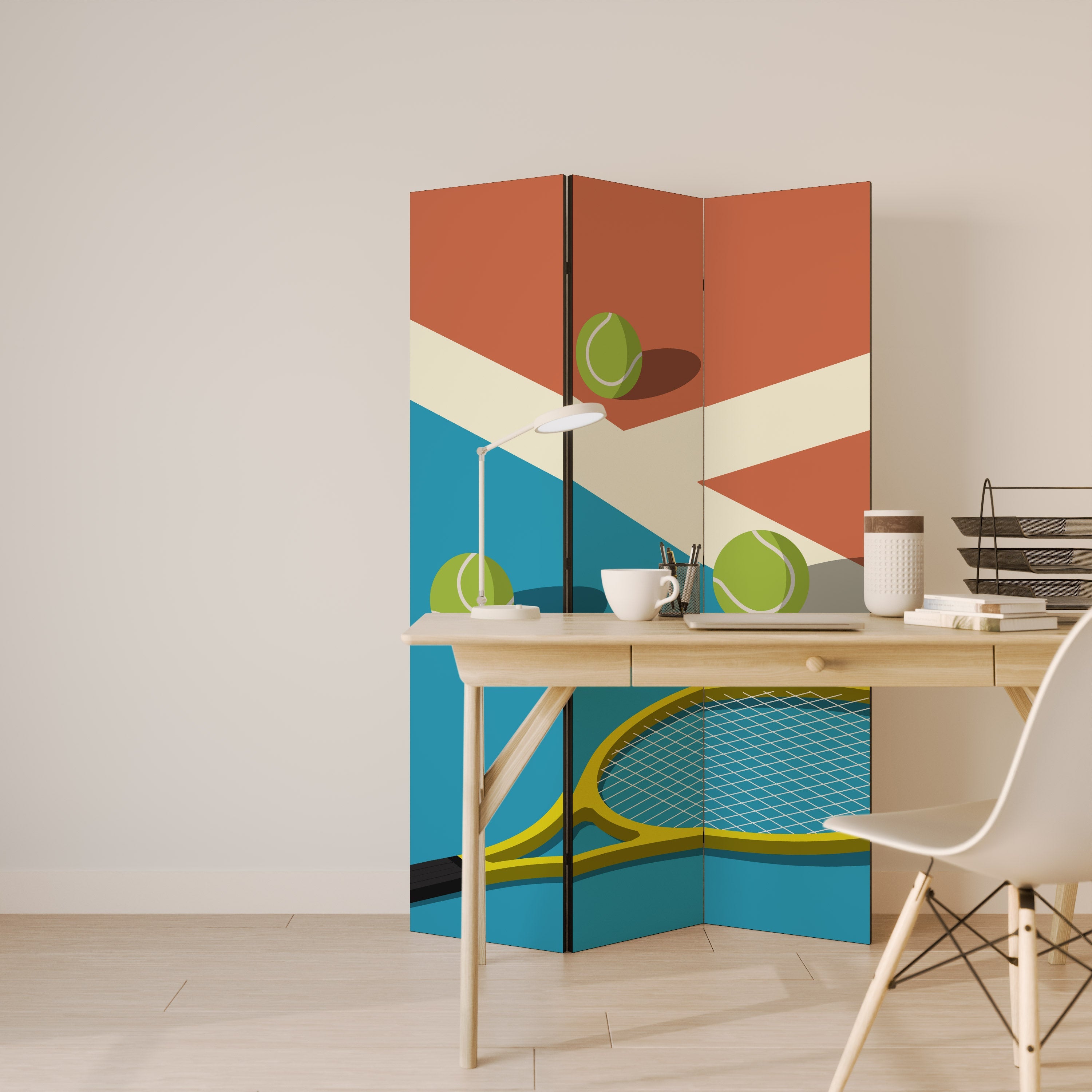 ESSENTIELS DE TENNIS Séparateur de pièce décoratif à 3 panneaux