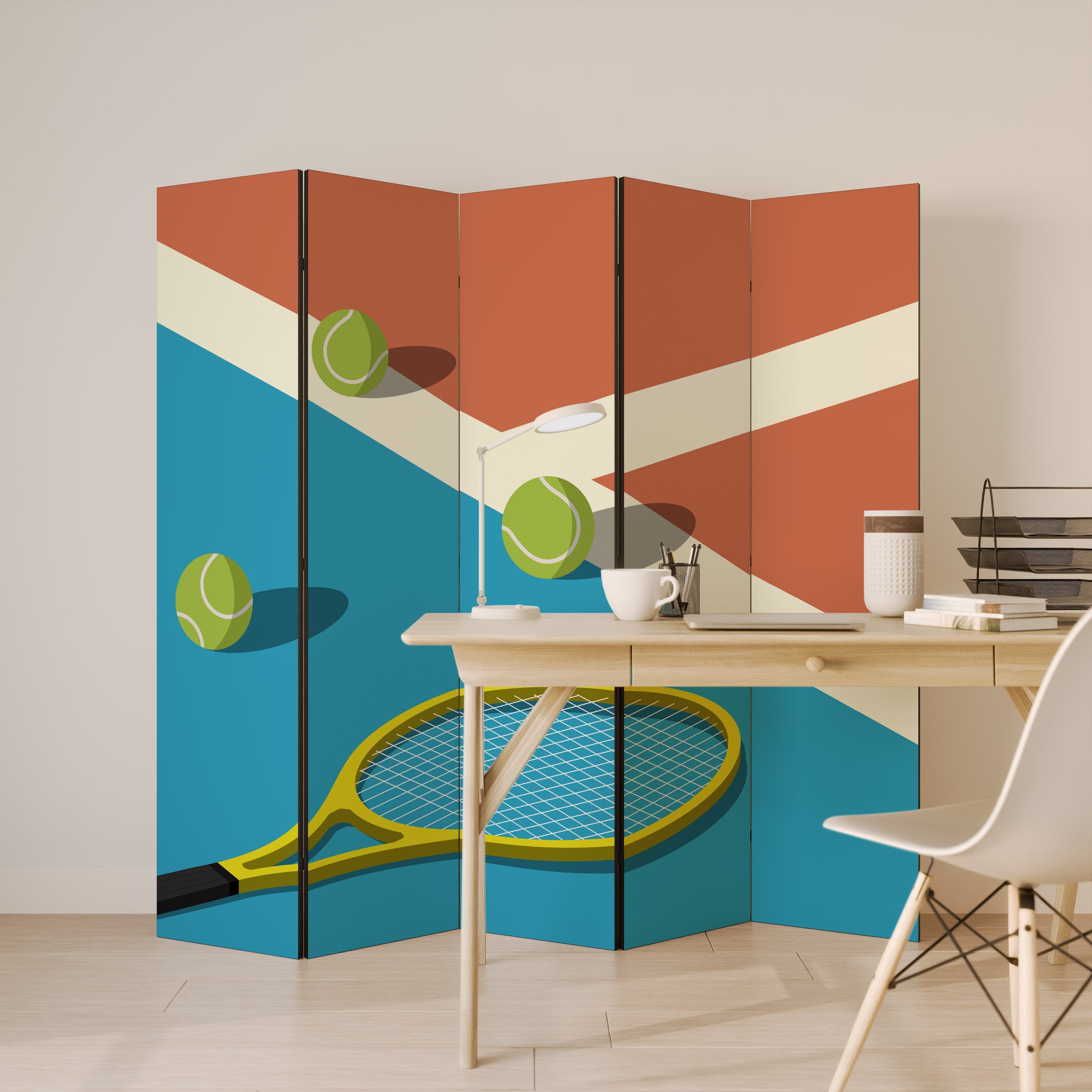 ESSENTIELS DE TENNIS Séparateur de pièce décoratif à 5 panneaux