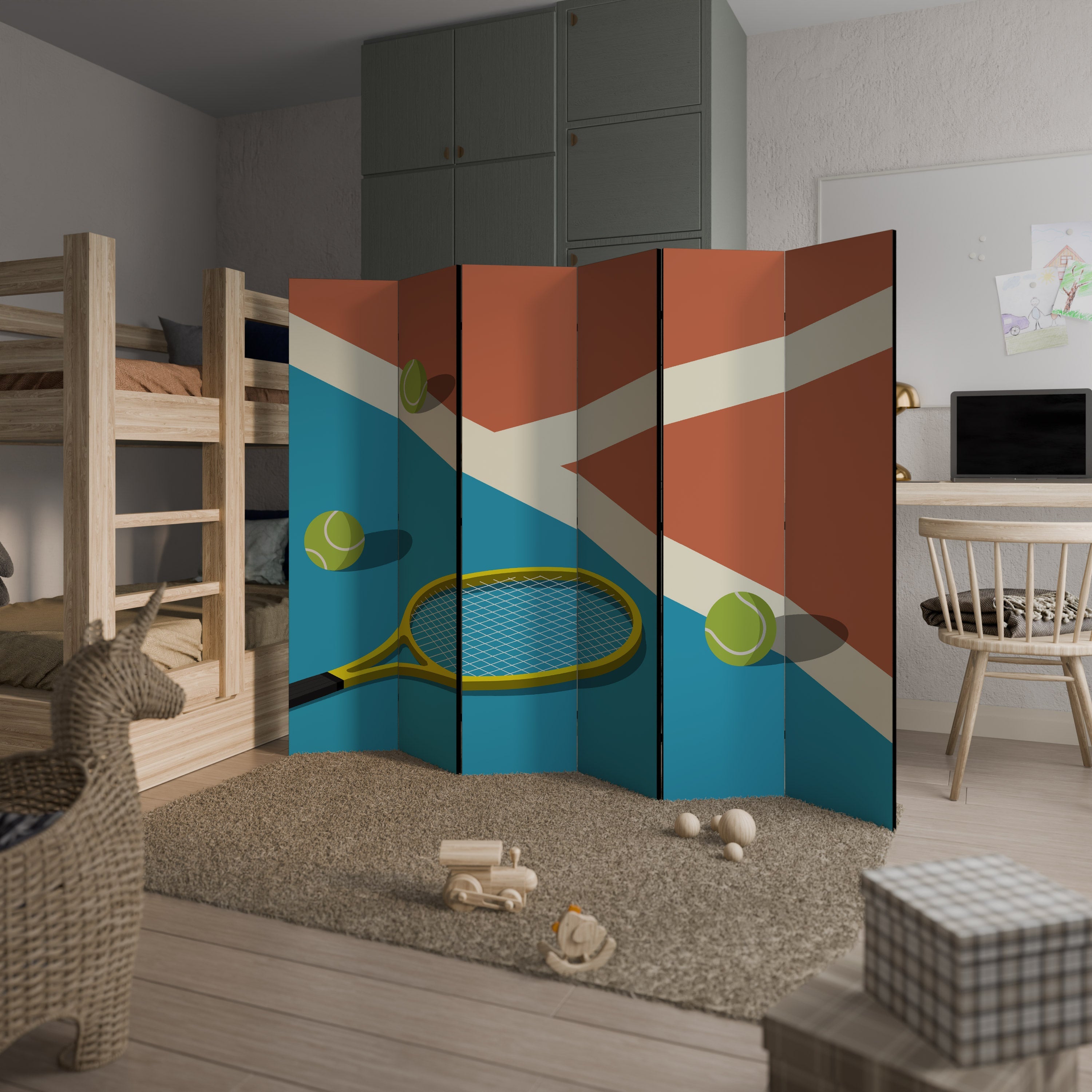 TENNIS ESSENTIALS Séparateur de pièce décoratif à 6 panneaux