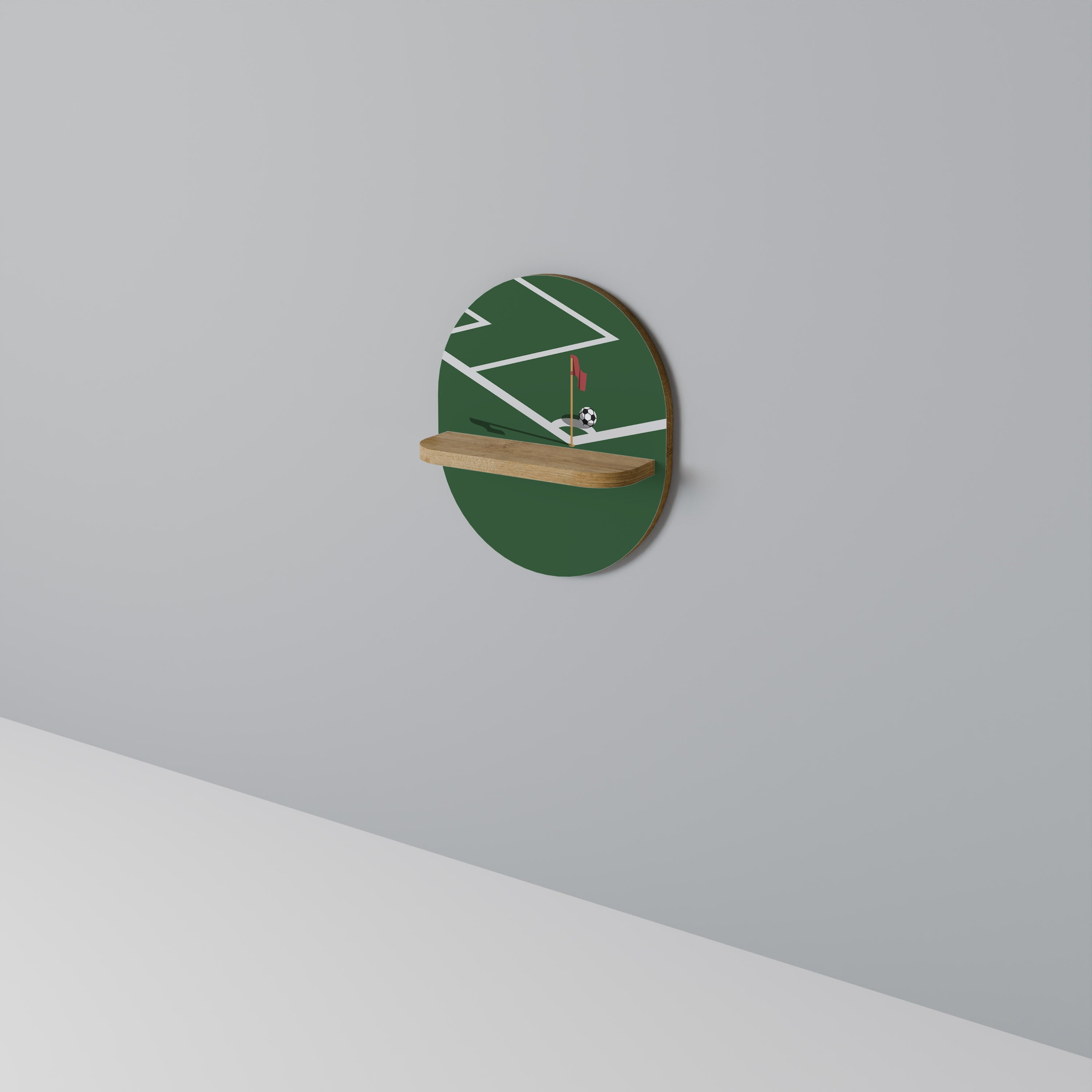 Étagère d'art ovale FOOTBALL ACTION effet chêne