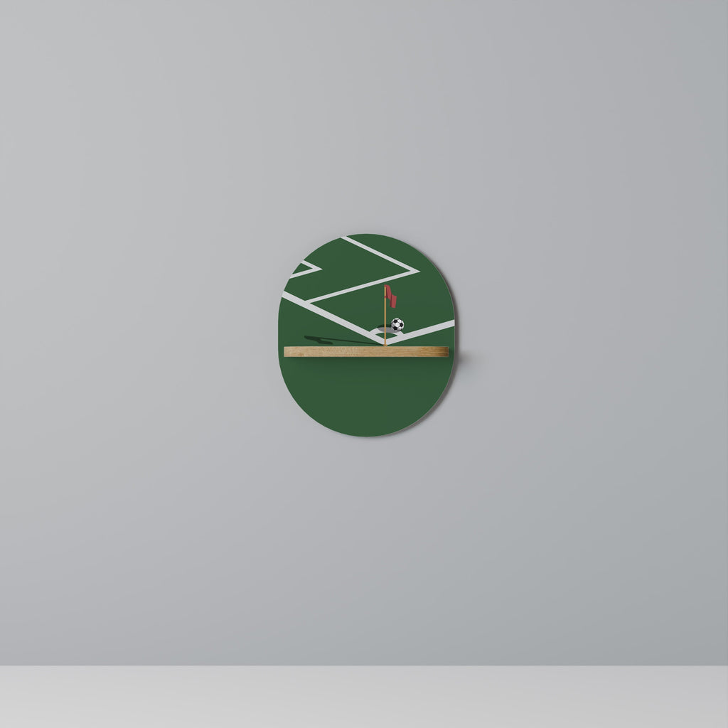 Étagère d'art ovale FOOTBALL ACTION effet chêne