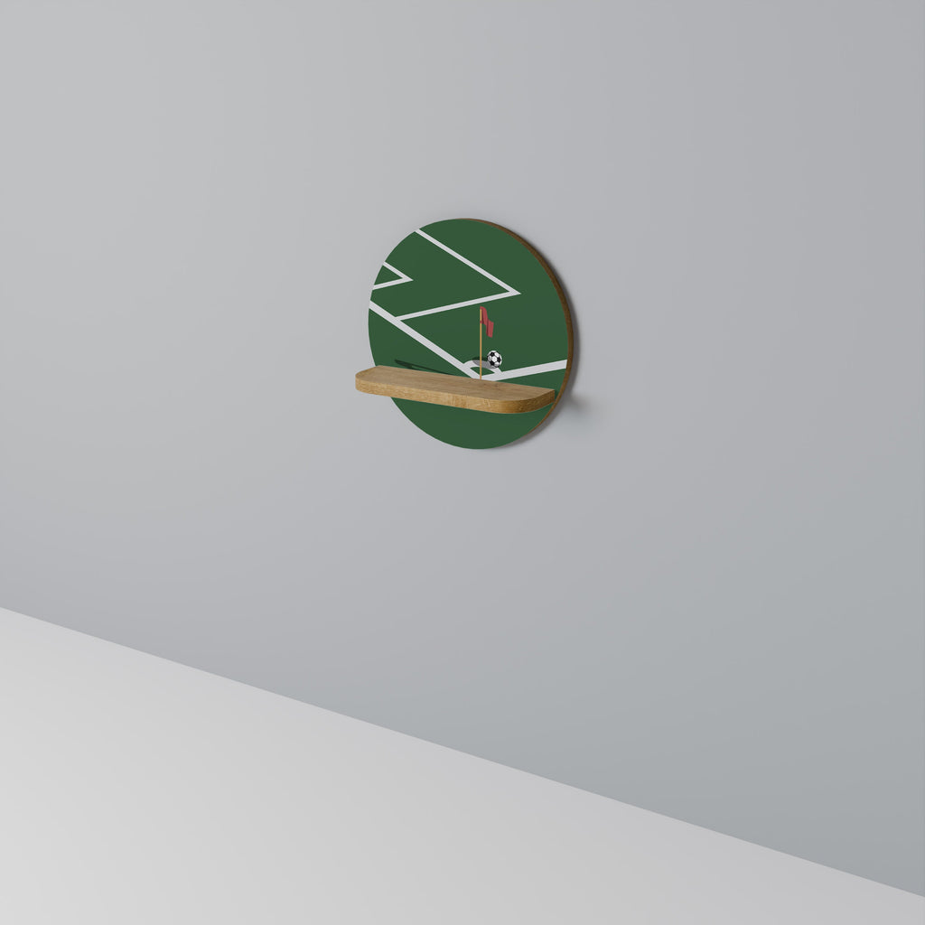 Étagère d'art ronde FOOTBALL ACTION effet chêne