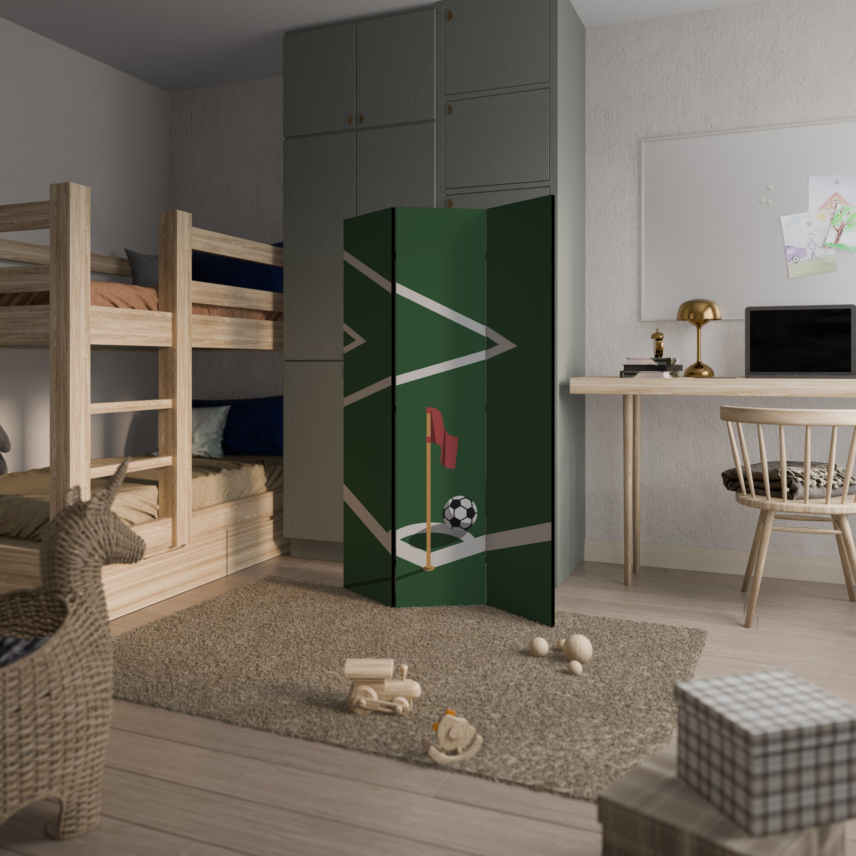 Paravent décoratif à 3 panneaux FOOTBALL ACTION