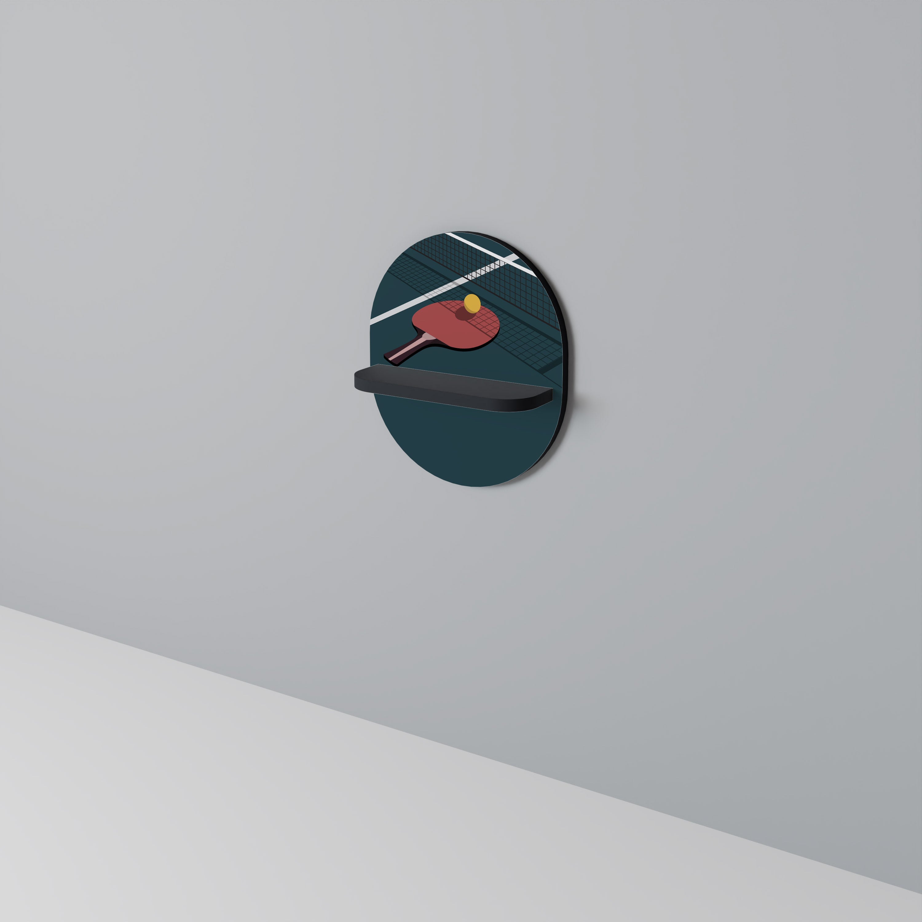 Étagère ovale pour jeux de ping-pong, finition noire