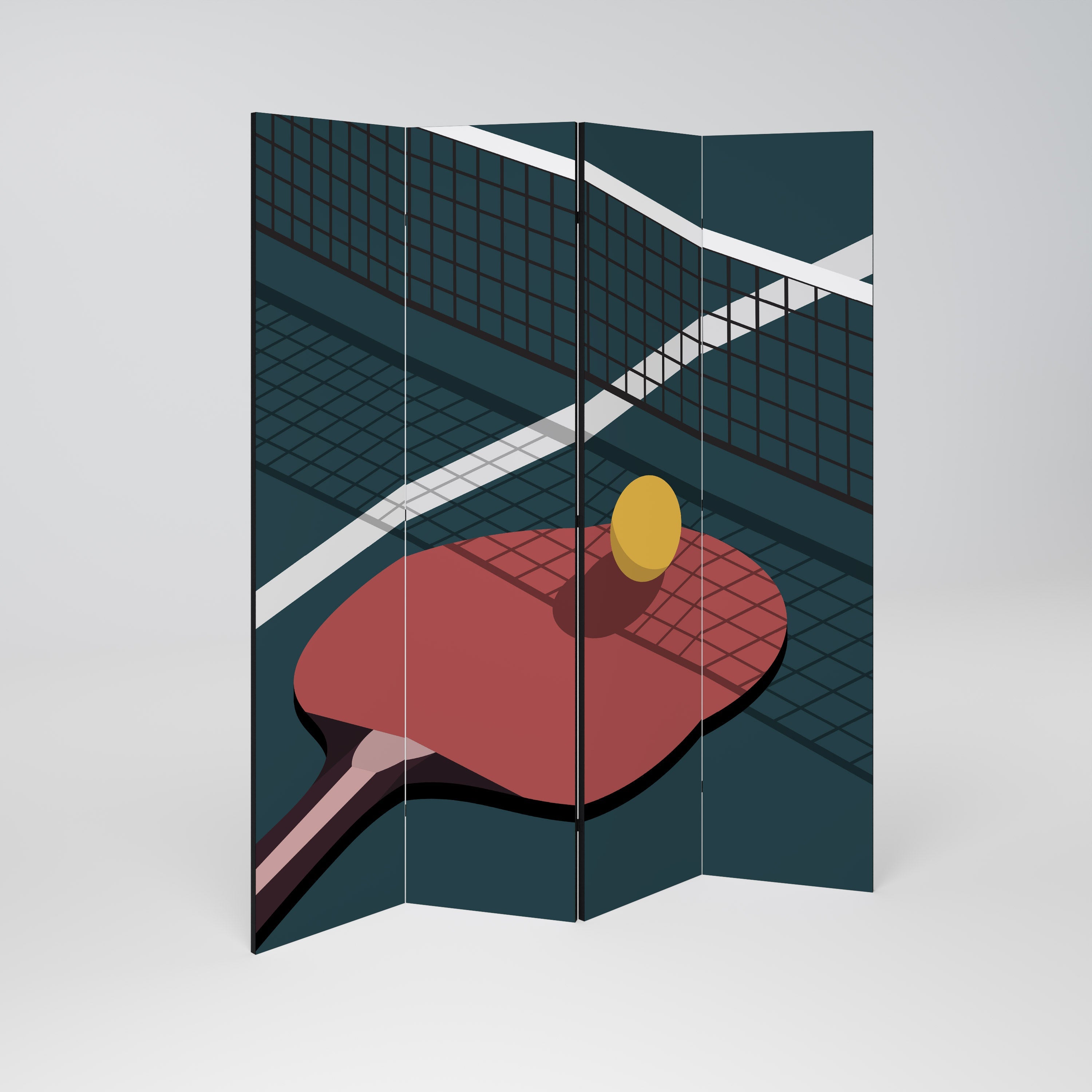 Paravent décoratif à 4 panneaux JEU DE PING-PONG