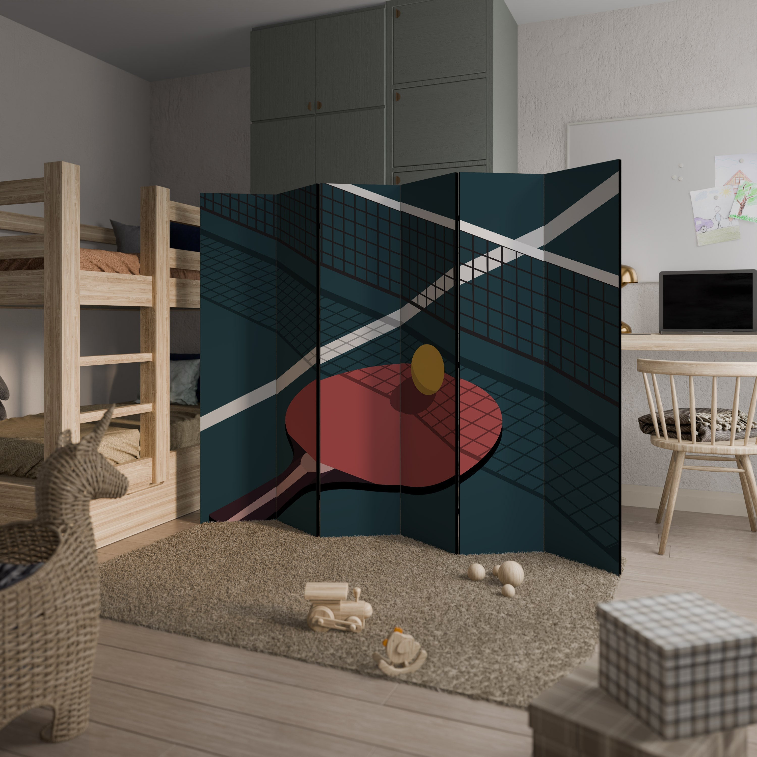 Paravent décoratif à 6 panneaux JEU DE PING-PONG