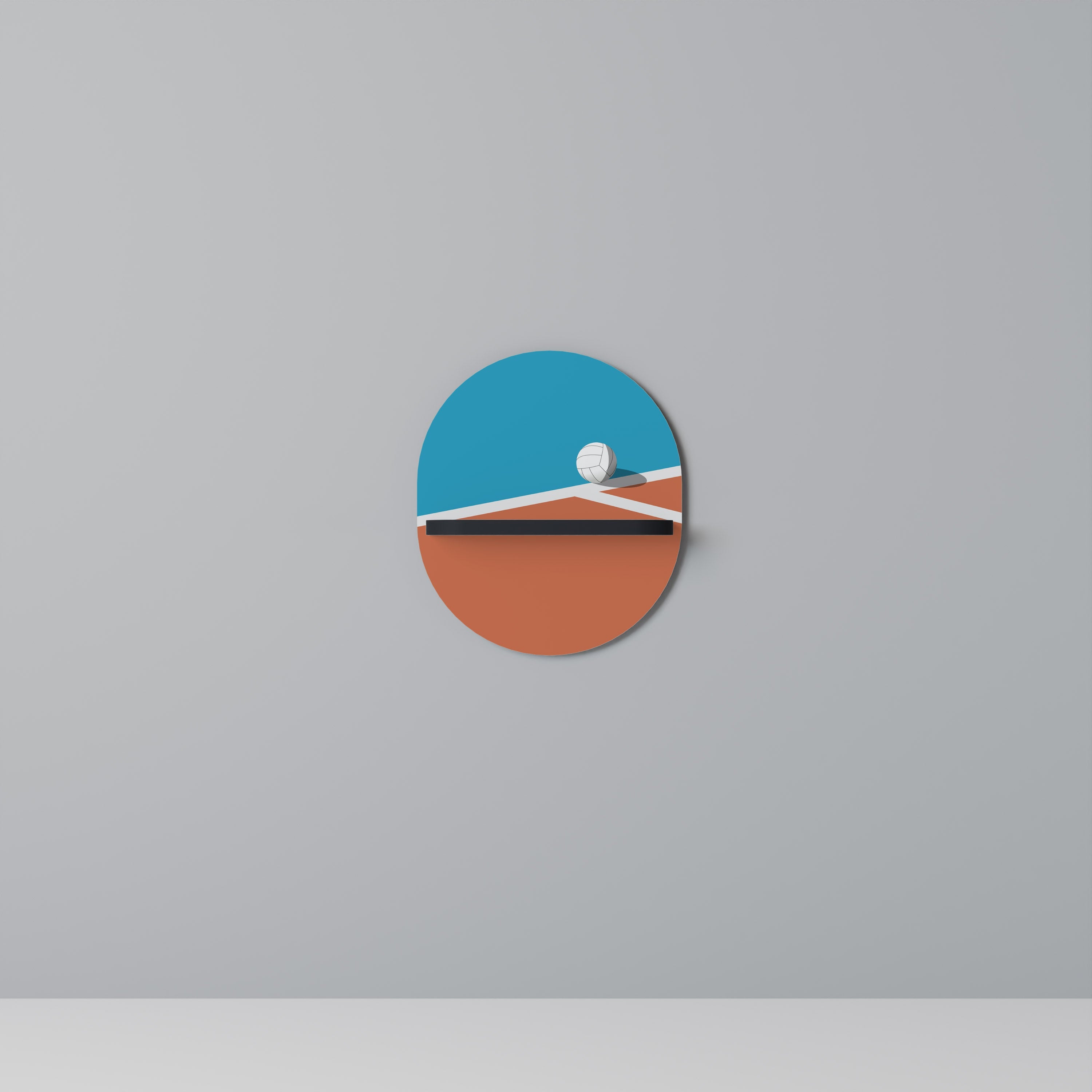 Étagère d'art ovale VOLLEYBALL TIME en finition noire