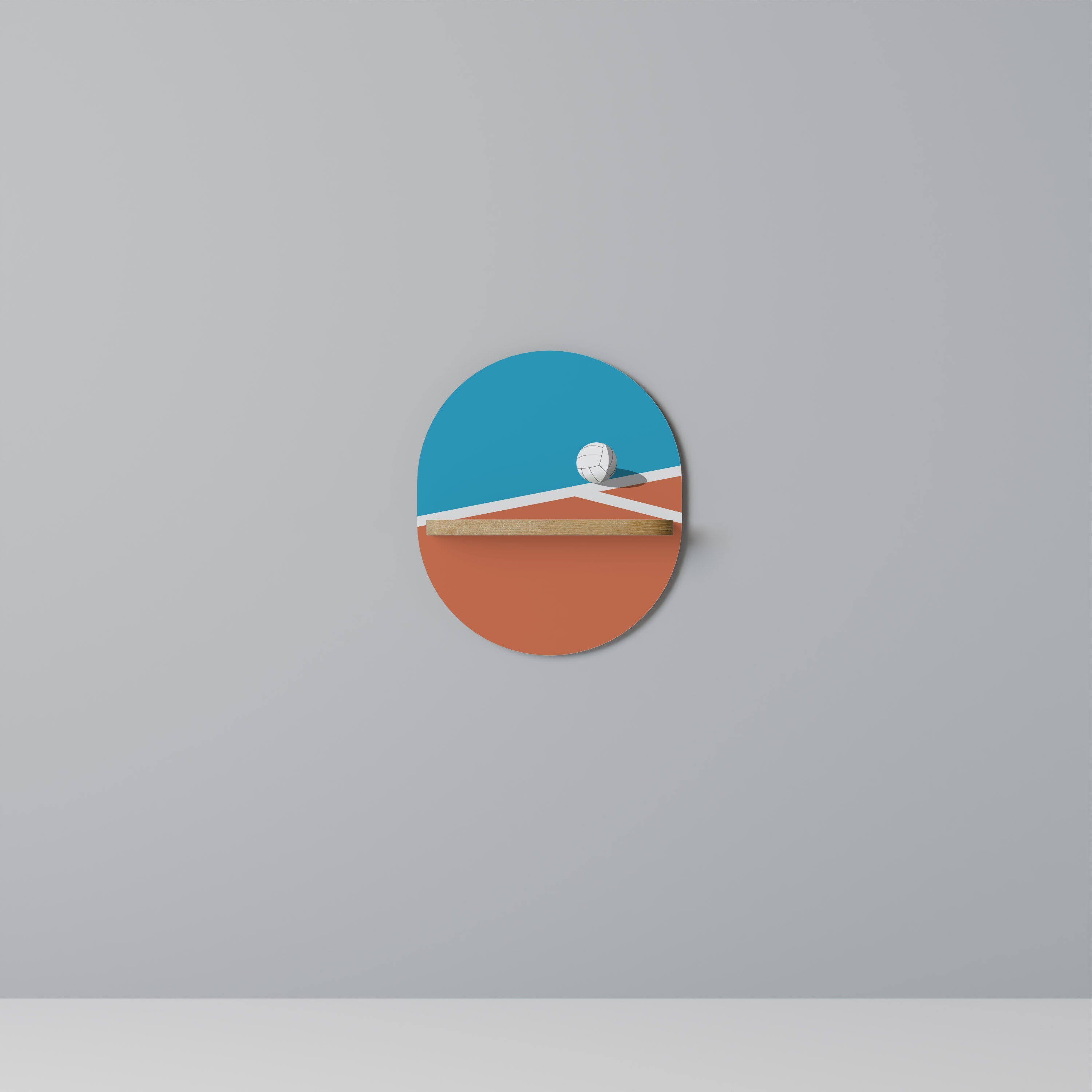 Étagère d'art ovale VOLLEYBALL TIME effet chêne