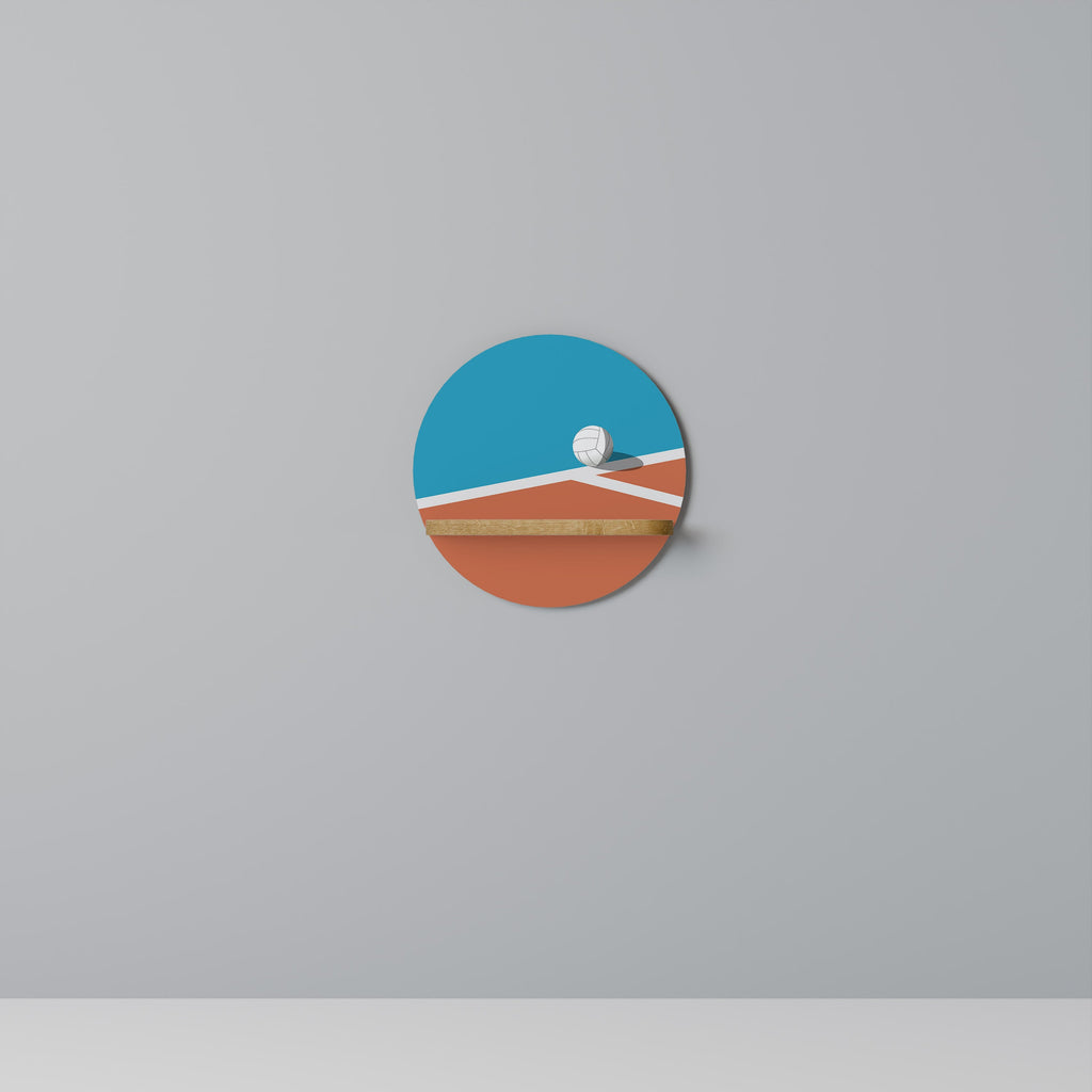 Étagère d'art ronde VOLLEYBALL TIME effet chêne