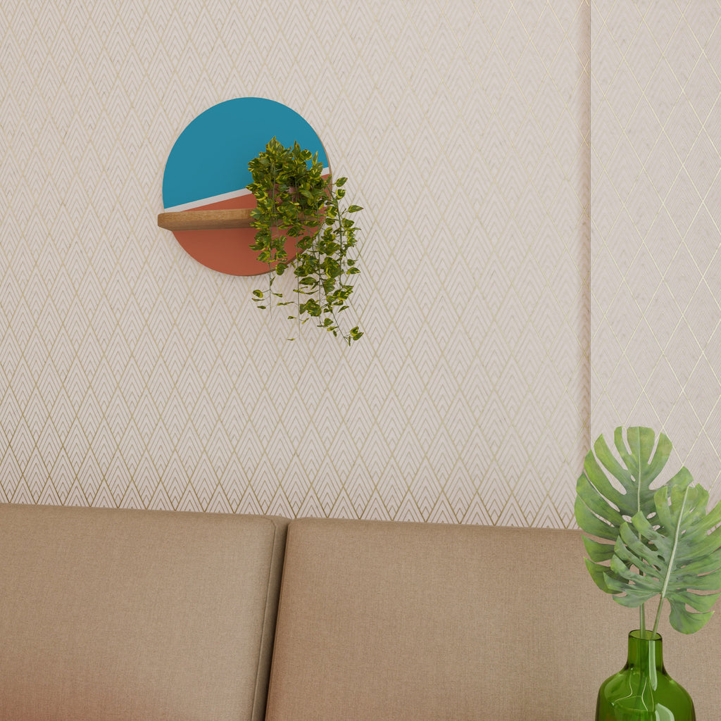 Étagère d'art ronde VOLLEYBALL TIME effet chêne