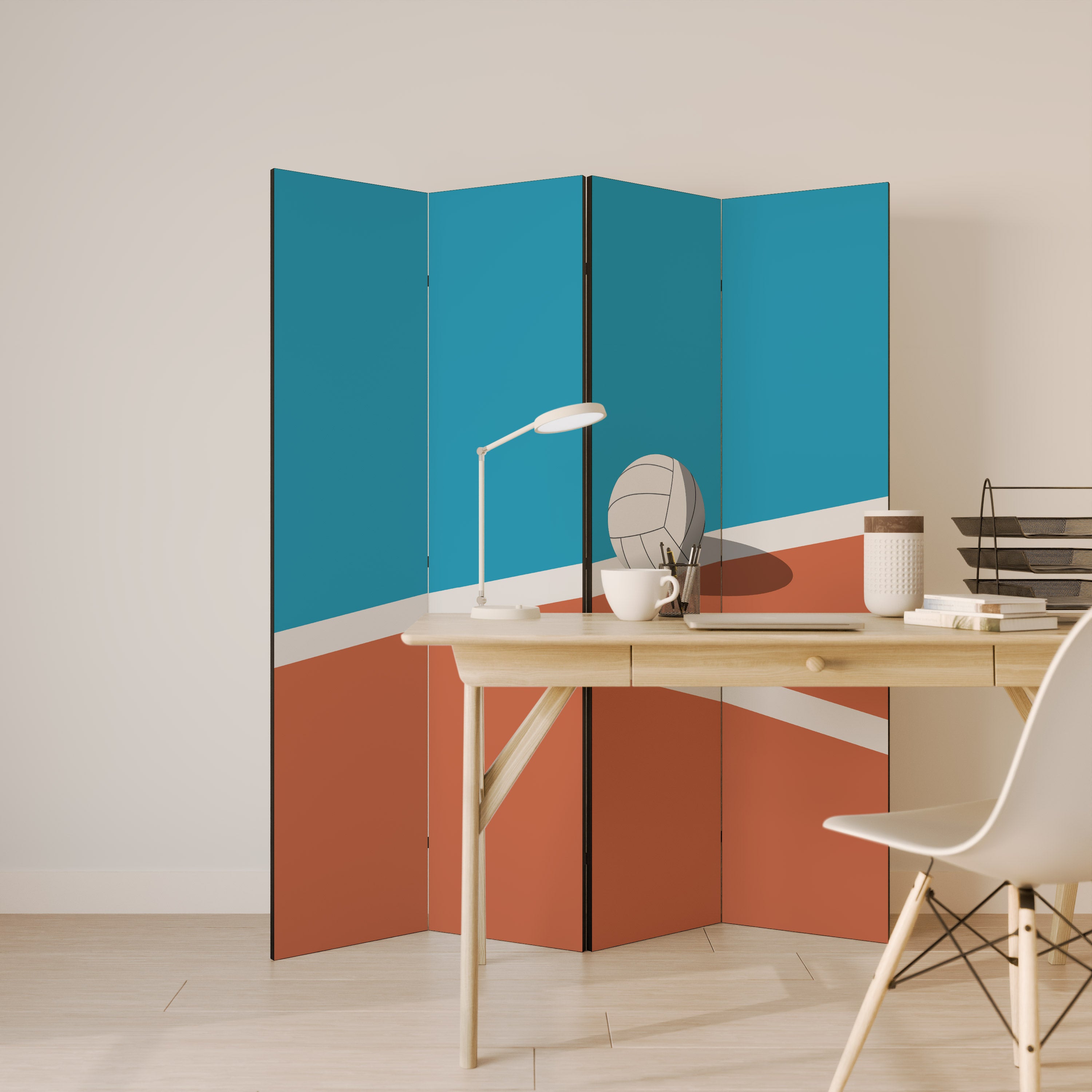 Paravent décoratif à 4 panneaux VOLLEYBALL TIME