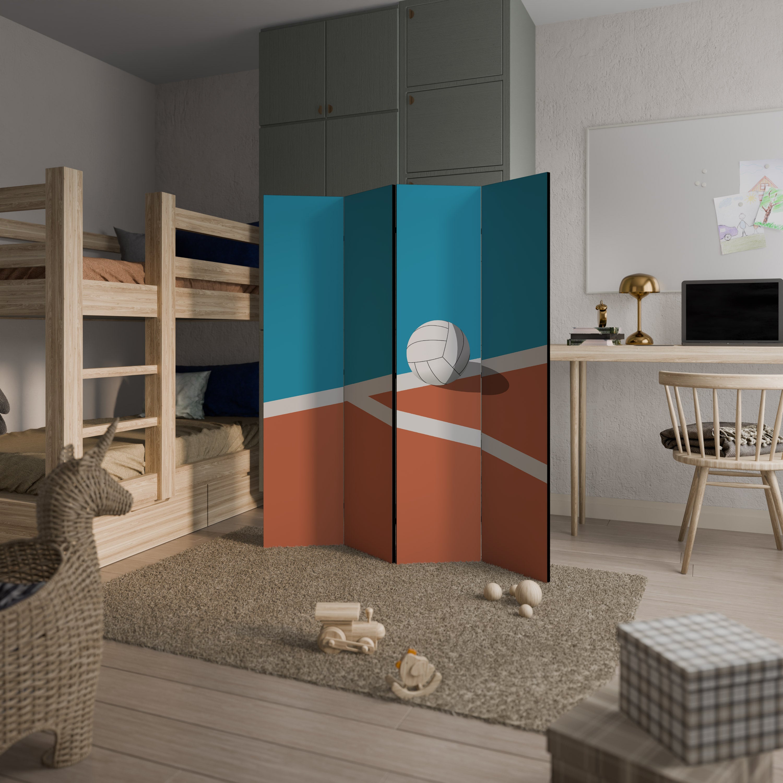 Paravent décoratif à 4 panneaux VOLLEYBALL TIME