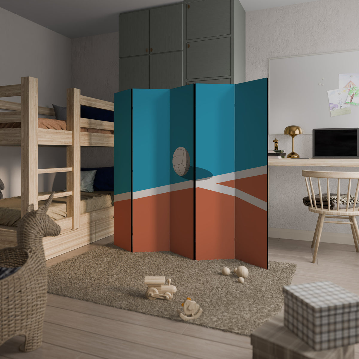 VOLLEYBALL TIME 5-Panel Room Divider