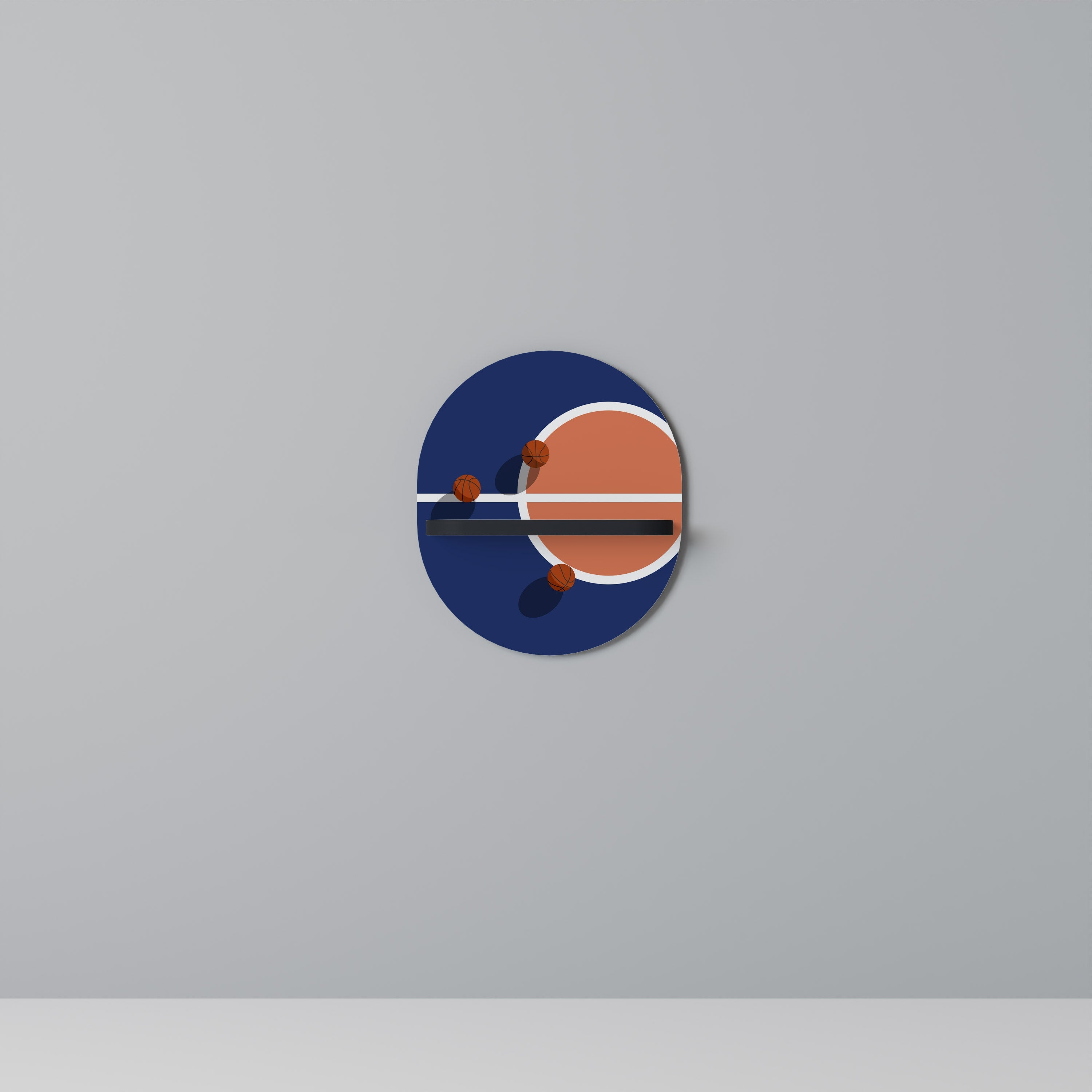 Étagère ovale à motif BASKETBALL CHALLENGE, finition noire