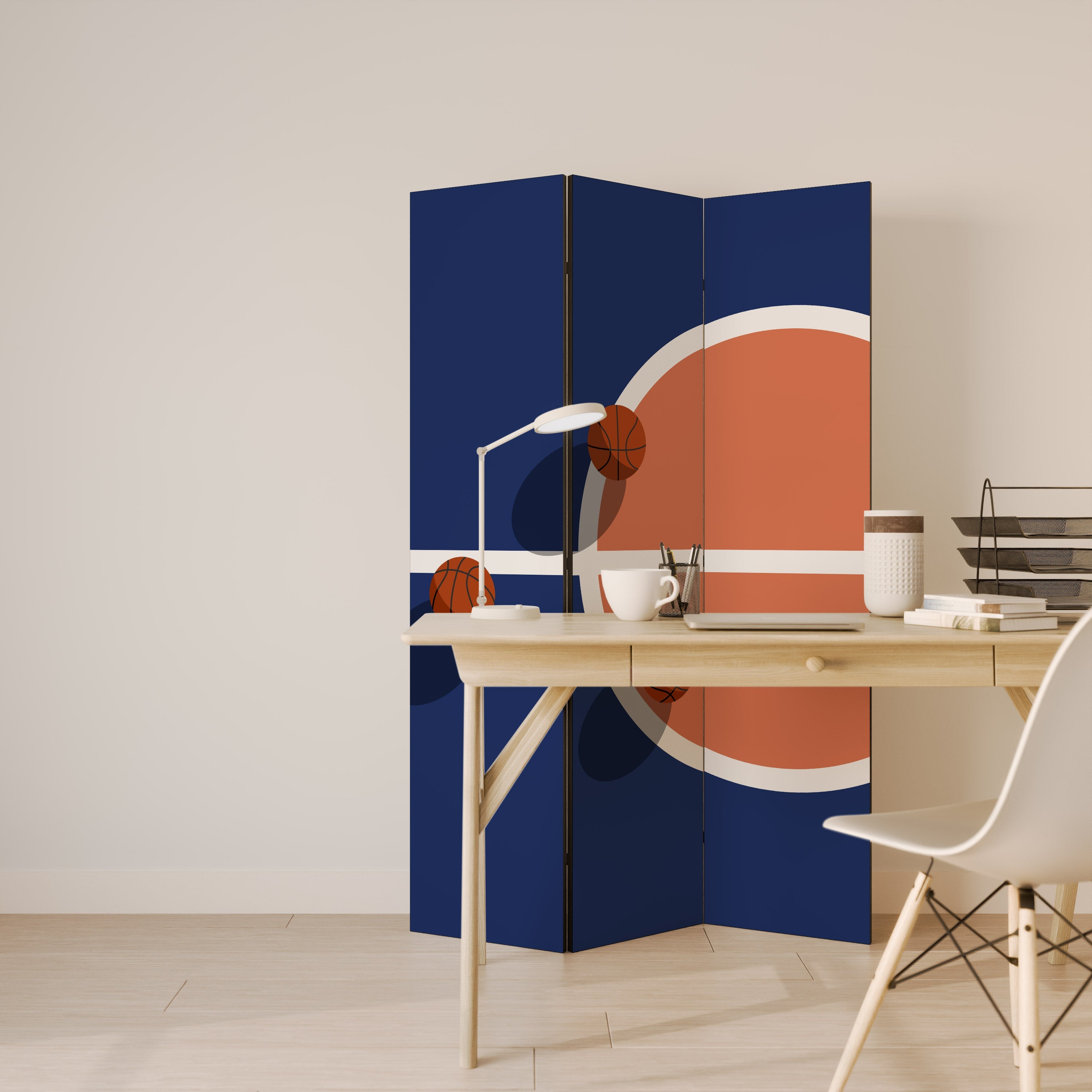 Paravent décoratif à 3 panneaux DÉFI DE BASKETBALL