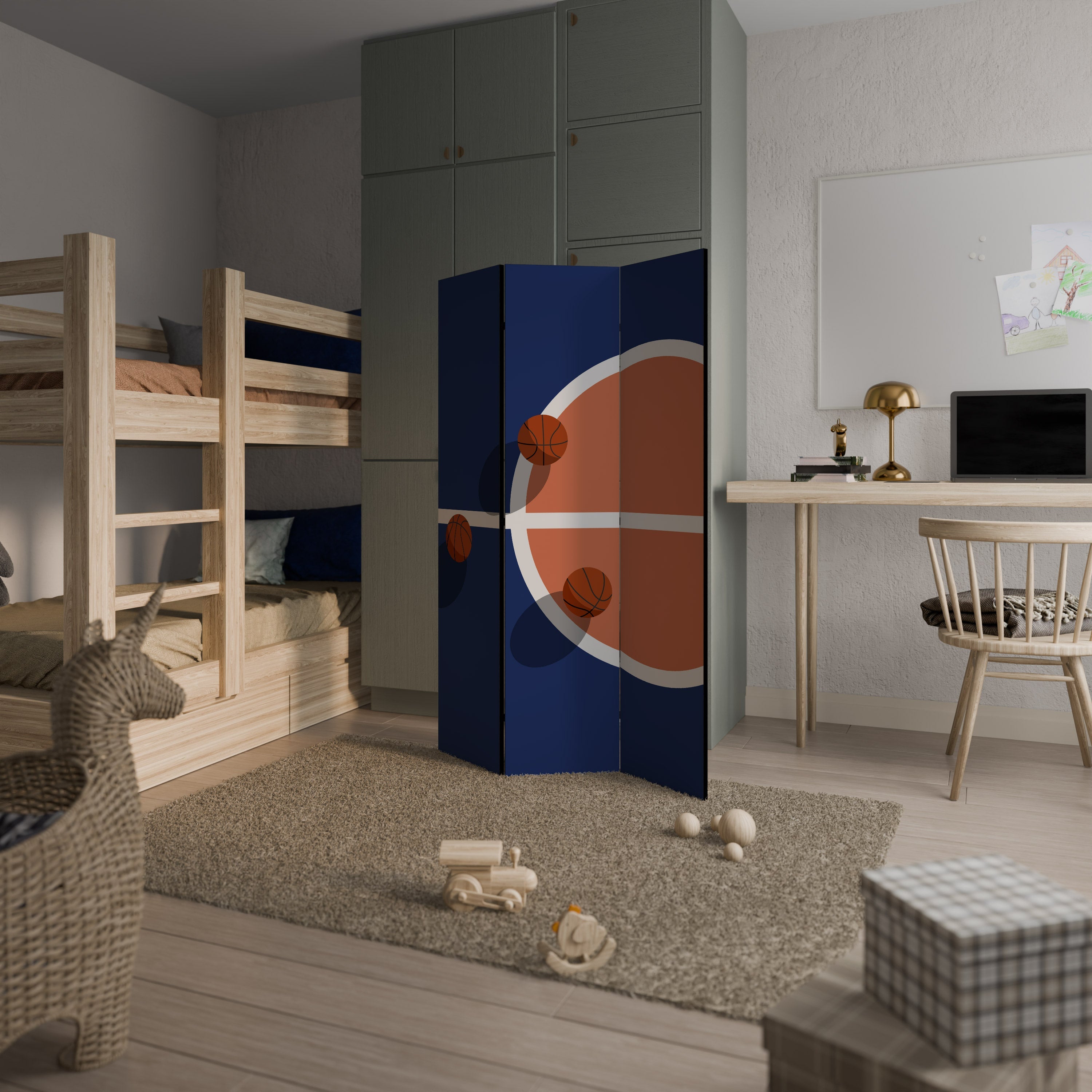 Paravent décoratif à 3 panneaux DÉFI DE BASKETBALL