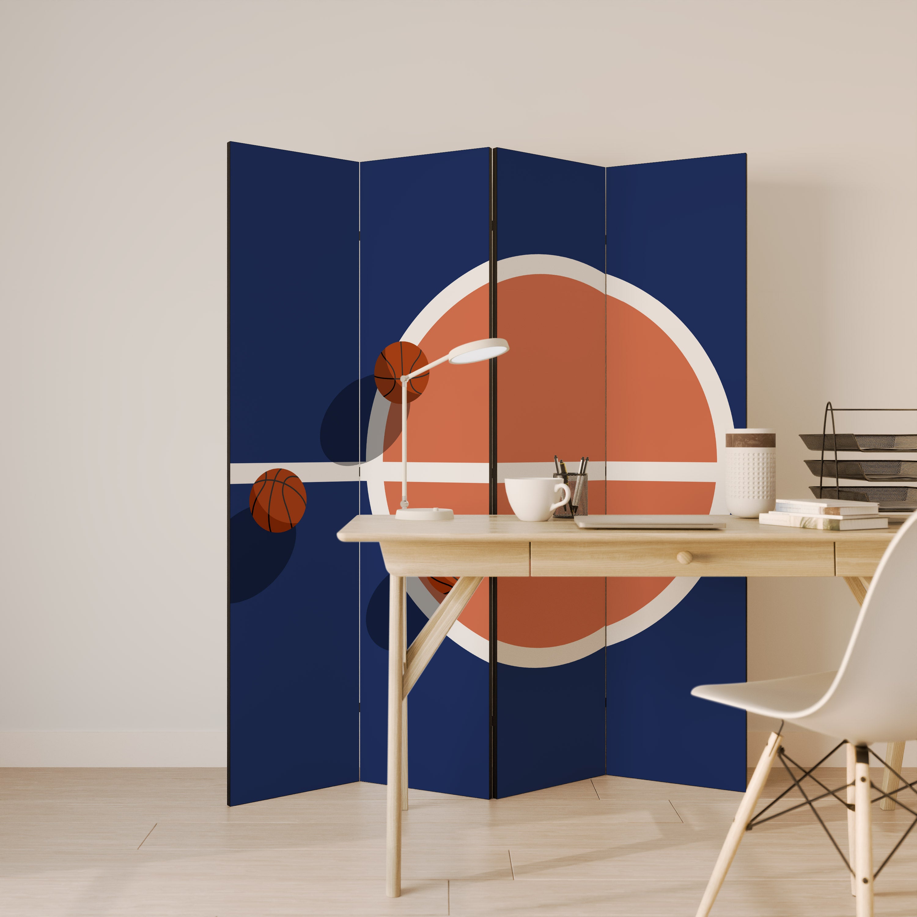 Paravent décoratif à 4 panneaux DÉFI DE BASKETBALL
