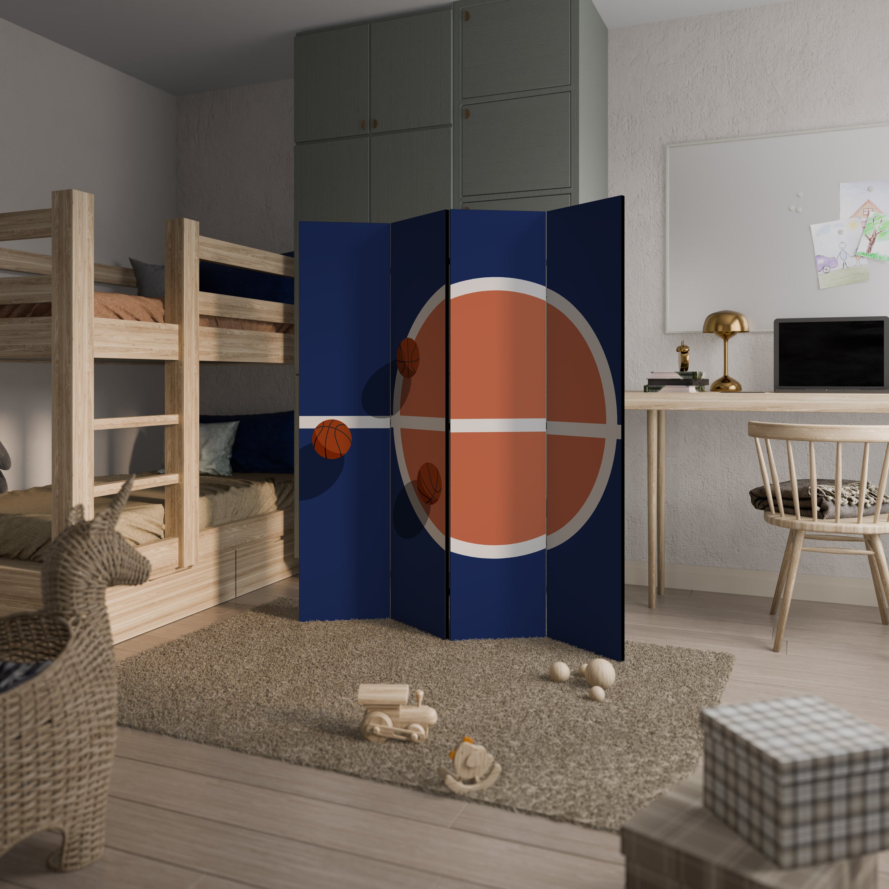 Paravent décoratif à 4 panneaux DÉFI DE BASKETBALL