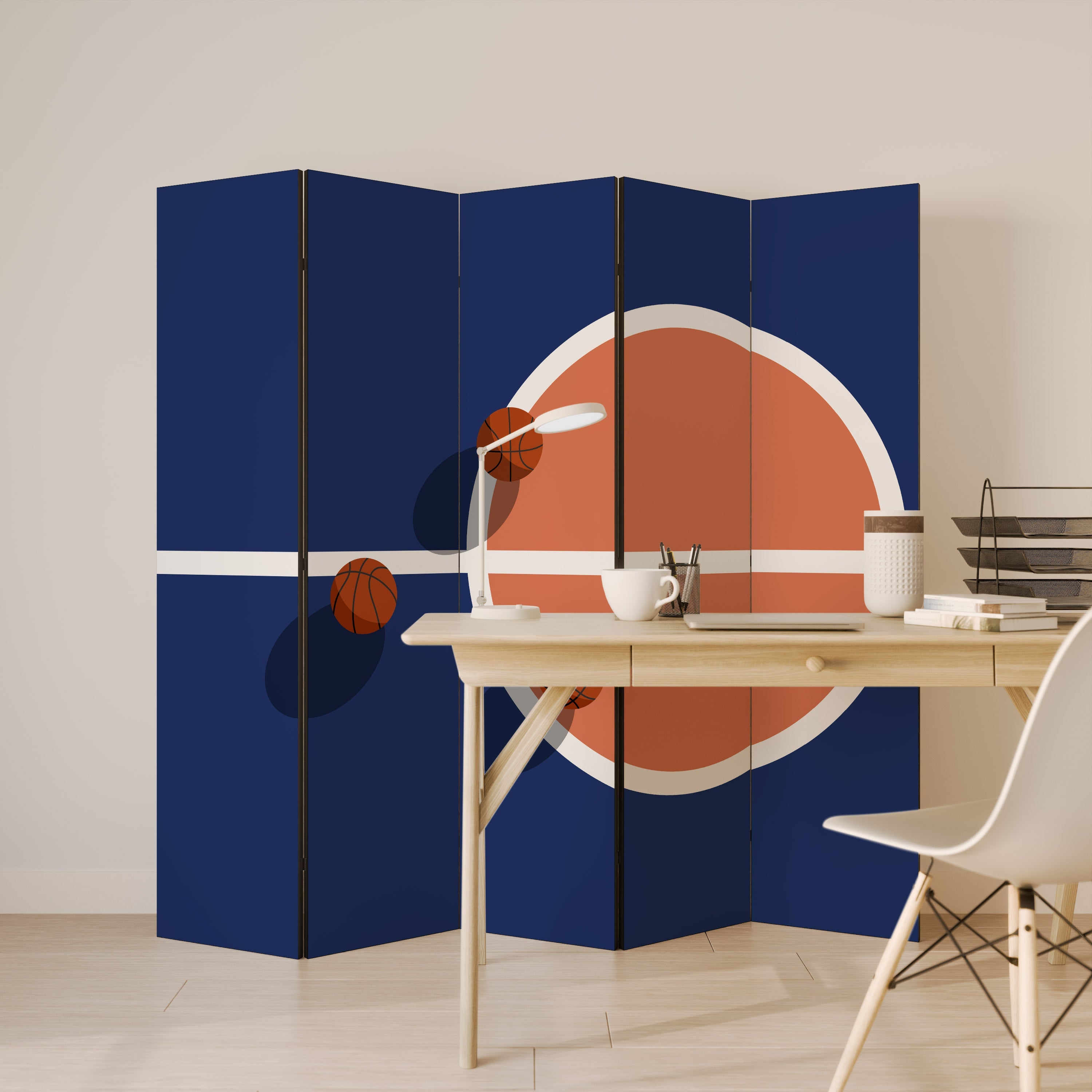 Paravent décoratif à 5 panneaux DÉFI DE BASKETBALL