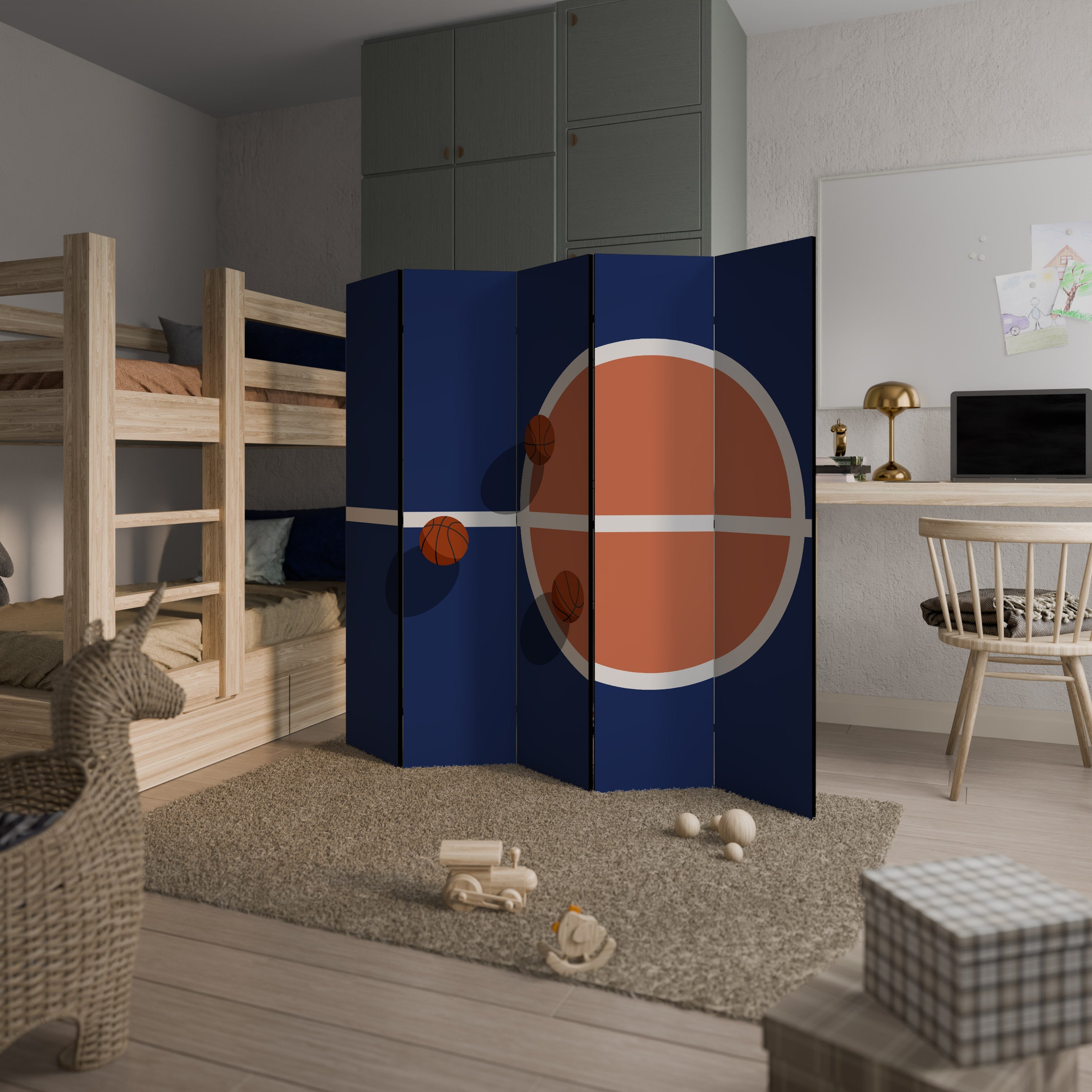 Paravent décoratif à 5 panneaux DÉFI DE BASKETBALL