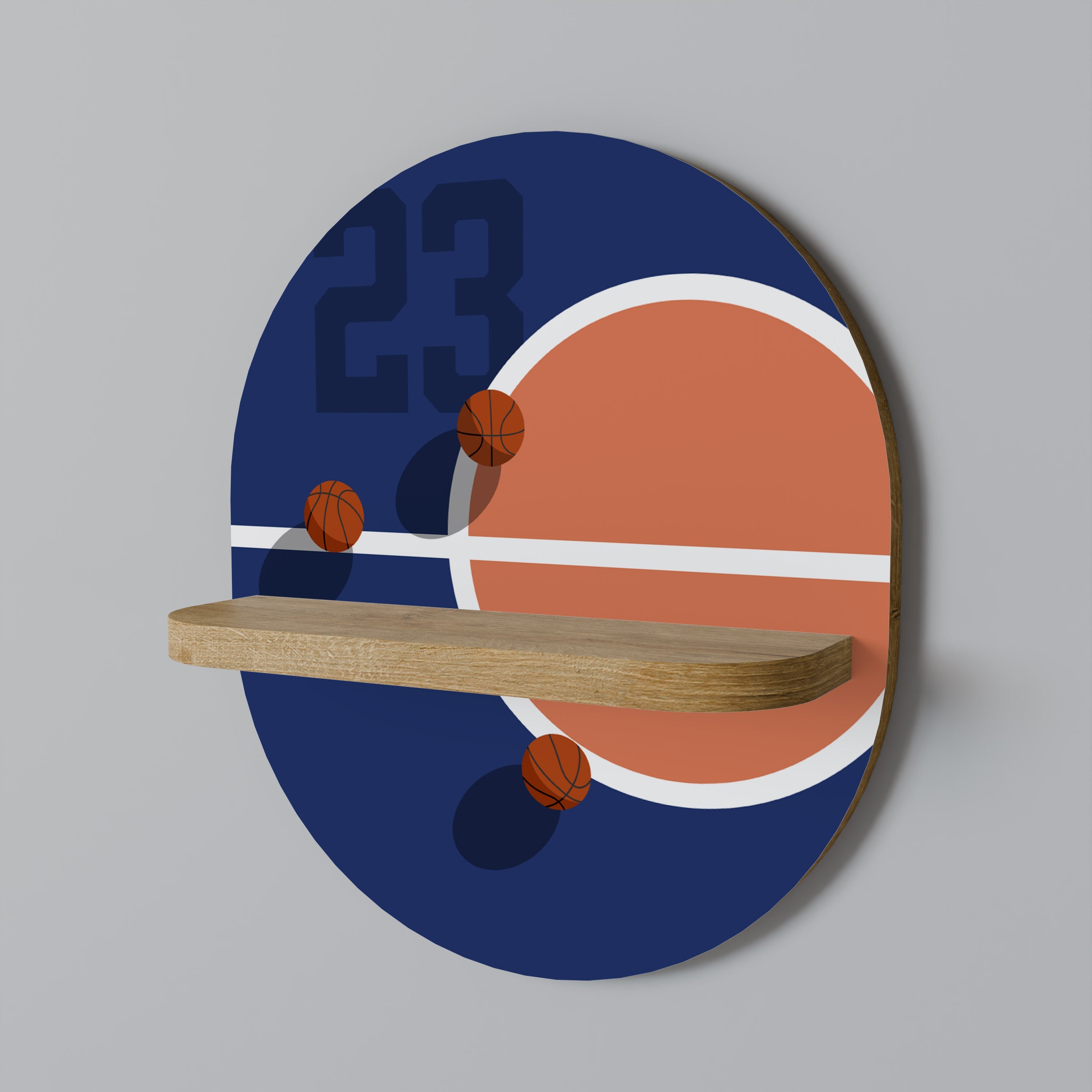 Étagère d'art ovale FAMOUS NUMBER 23 effet chêne