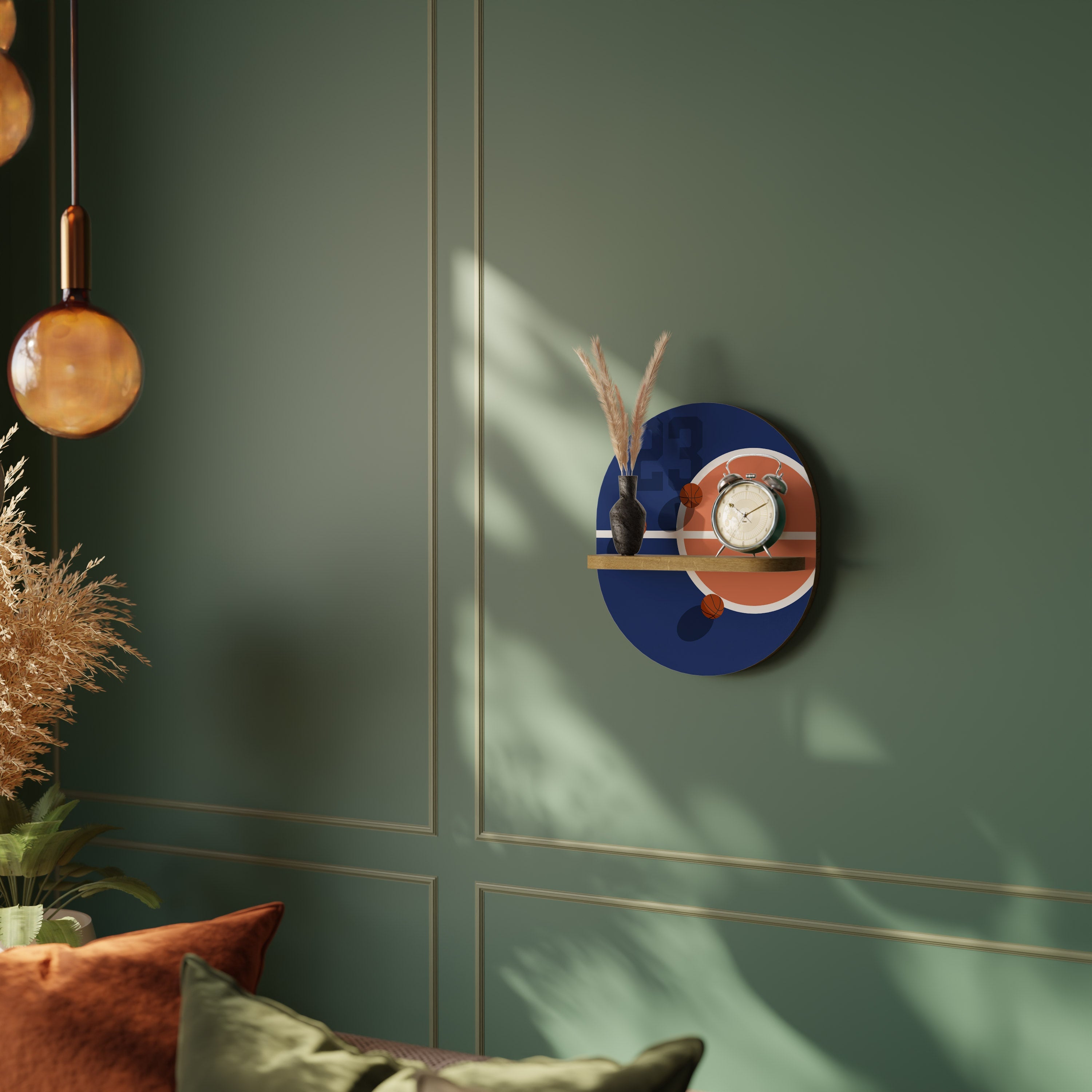 Étagère d'art ovale FAMOUS NUMBER 23 effet chêne