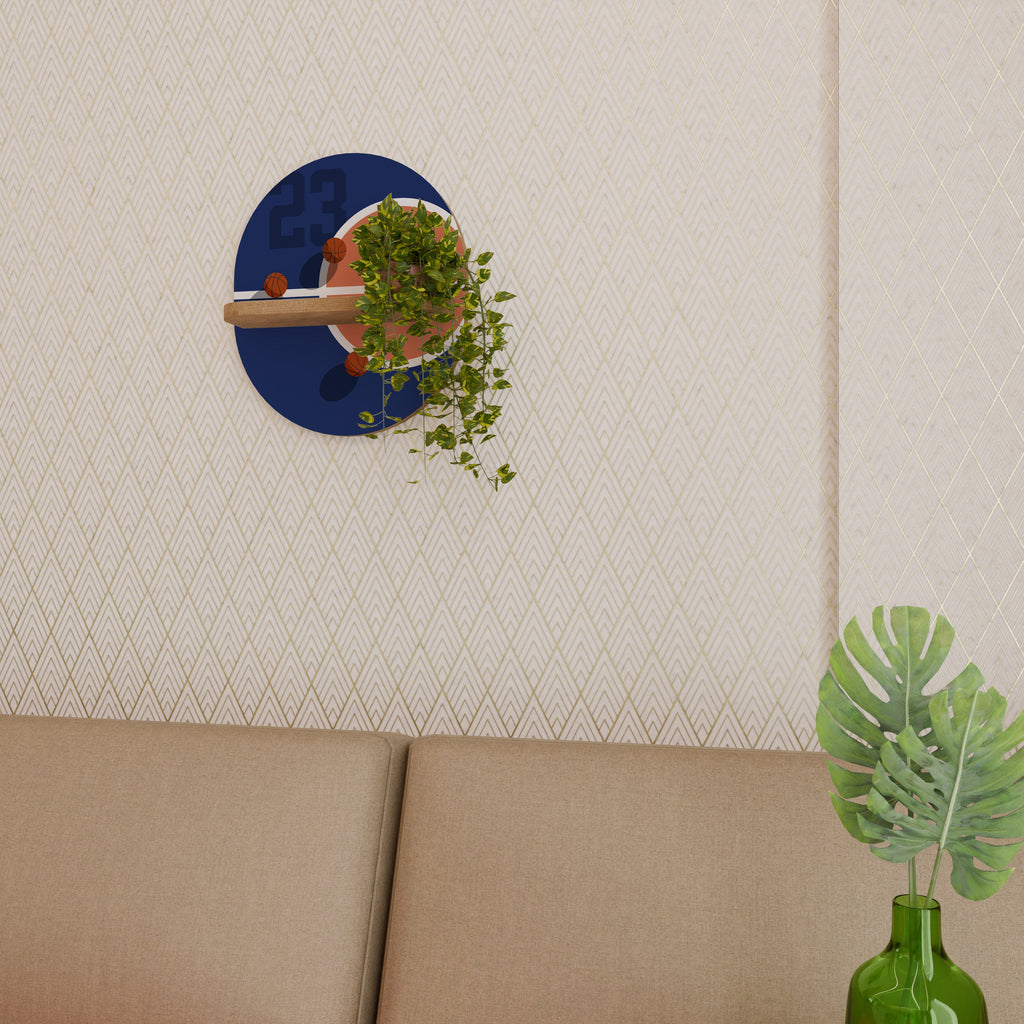 Étagère d'art ovale FAMOUS NUMBER 23 effet chêne