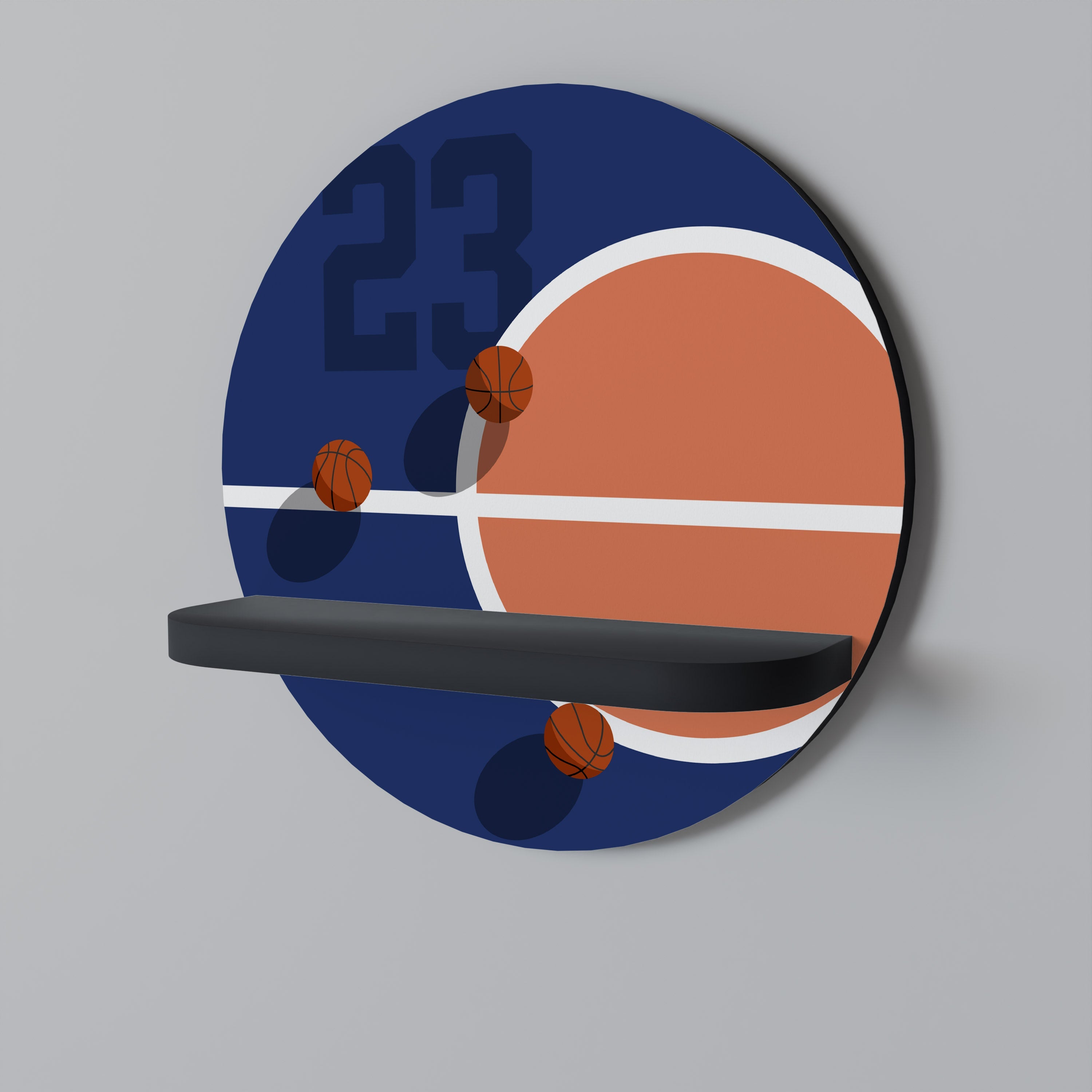 Étagère d'art ronde FAMOUS NUMBER 23 en finition noire