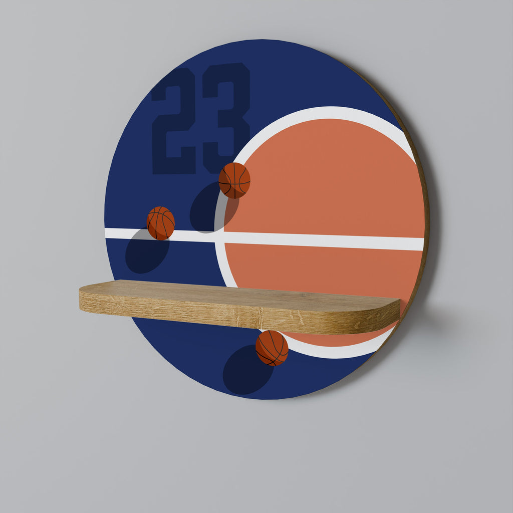 Étagère d'art ronde FAMOUS NUMBER 23 effet chêne