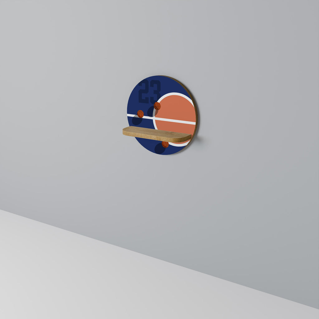 Étagère d'art ronde FAMOUS NUMBER 23 effet chêne