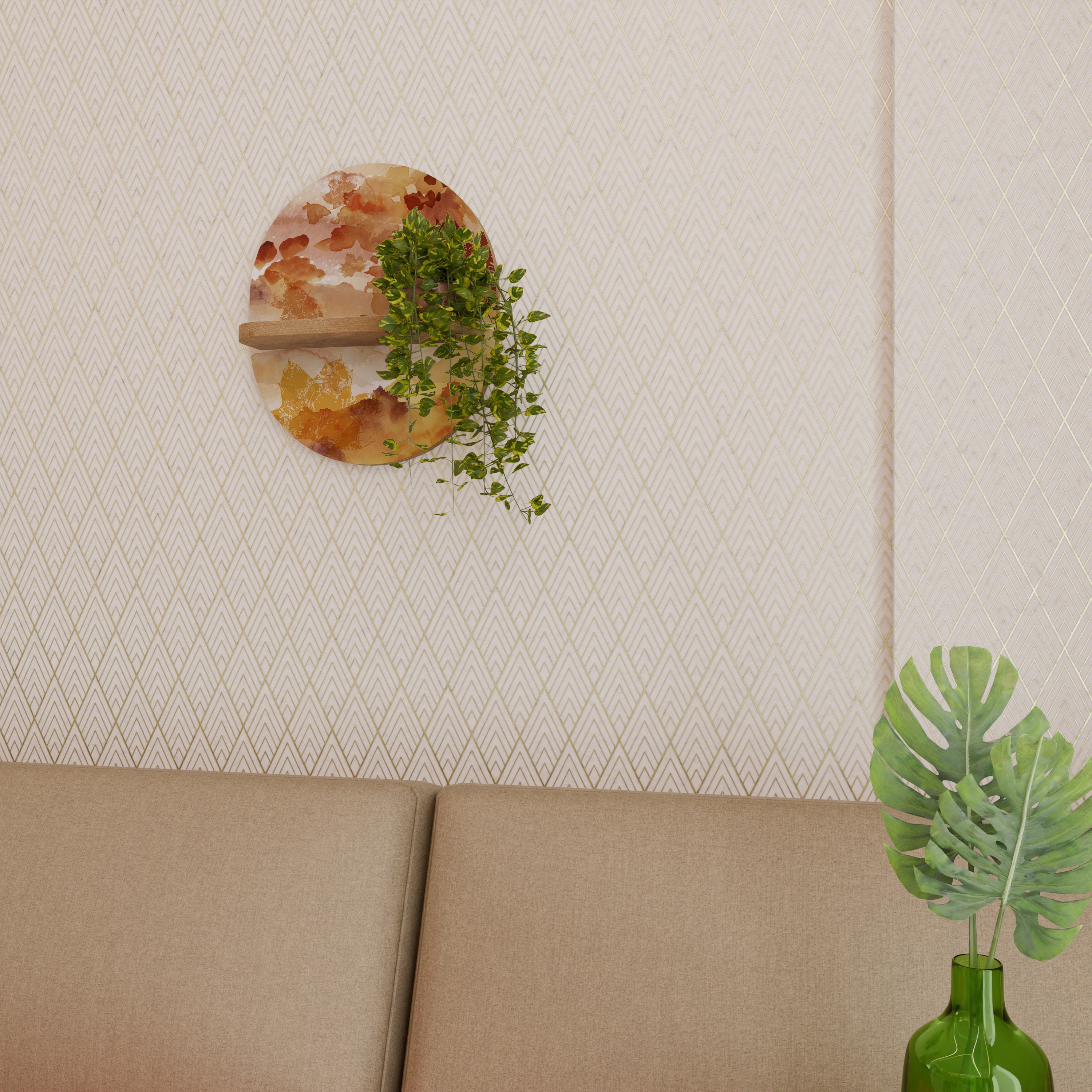 Étagère d'art ovale TRACES OF AUTUMN en effet chêne