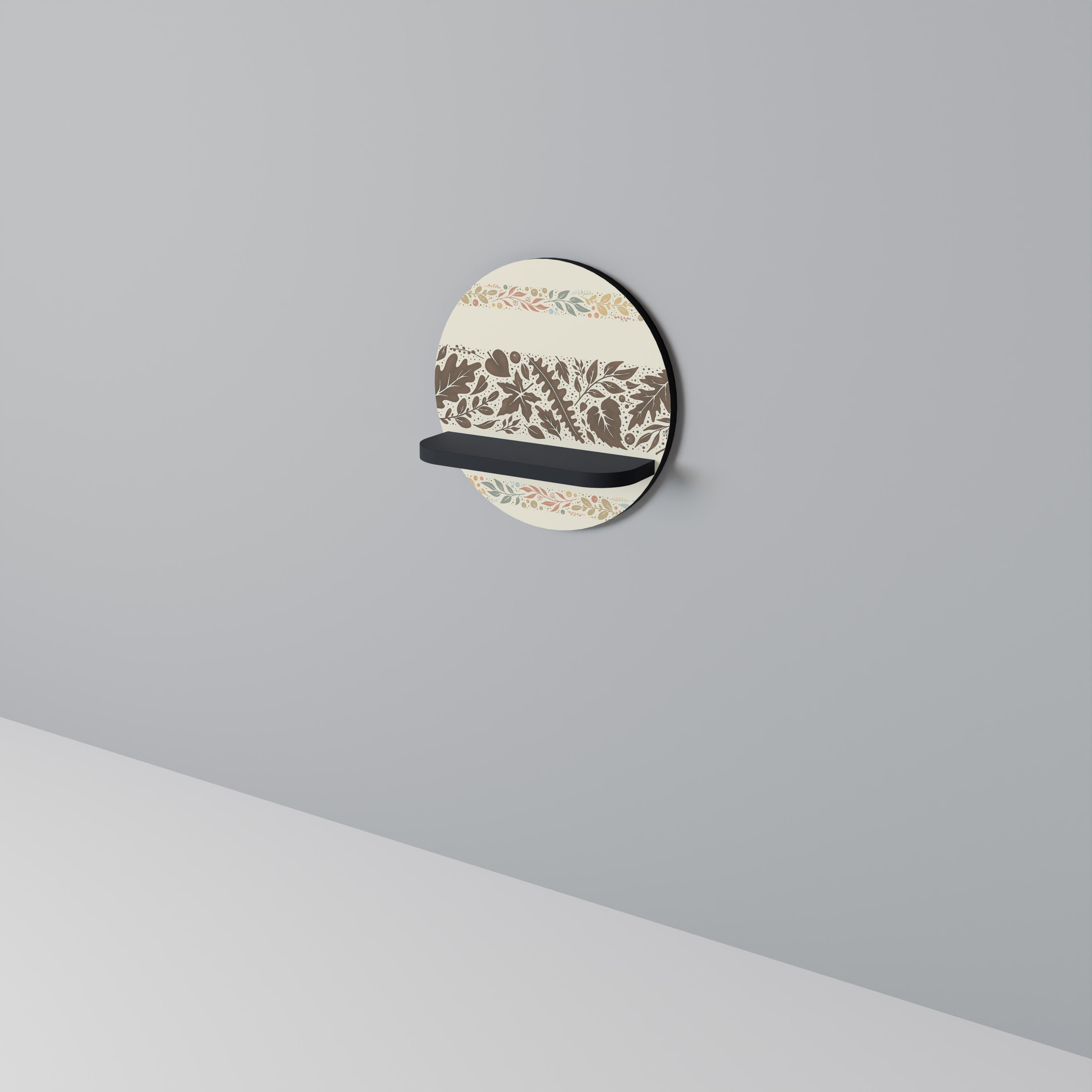 Étagère d'art ronde FOLIAGE ROWS en finition noire