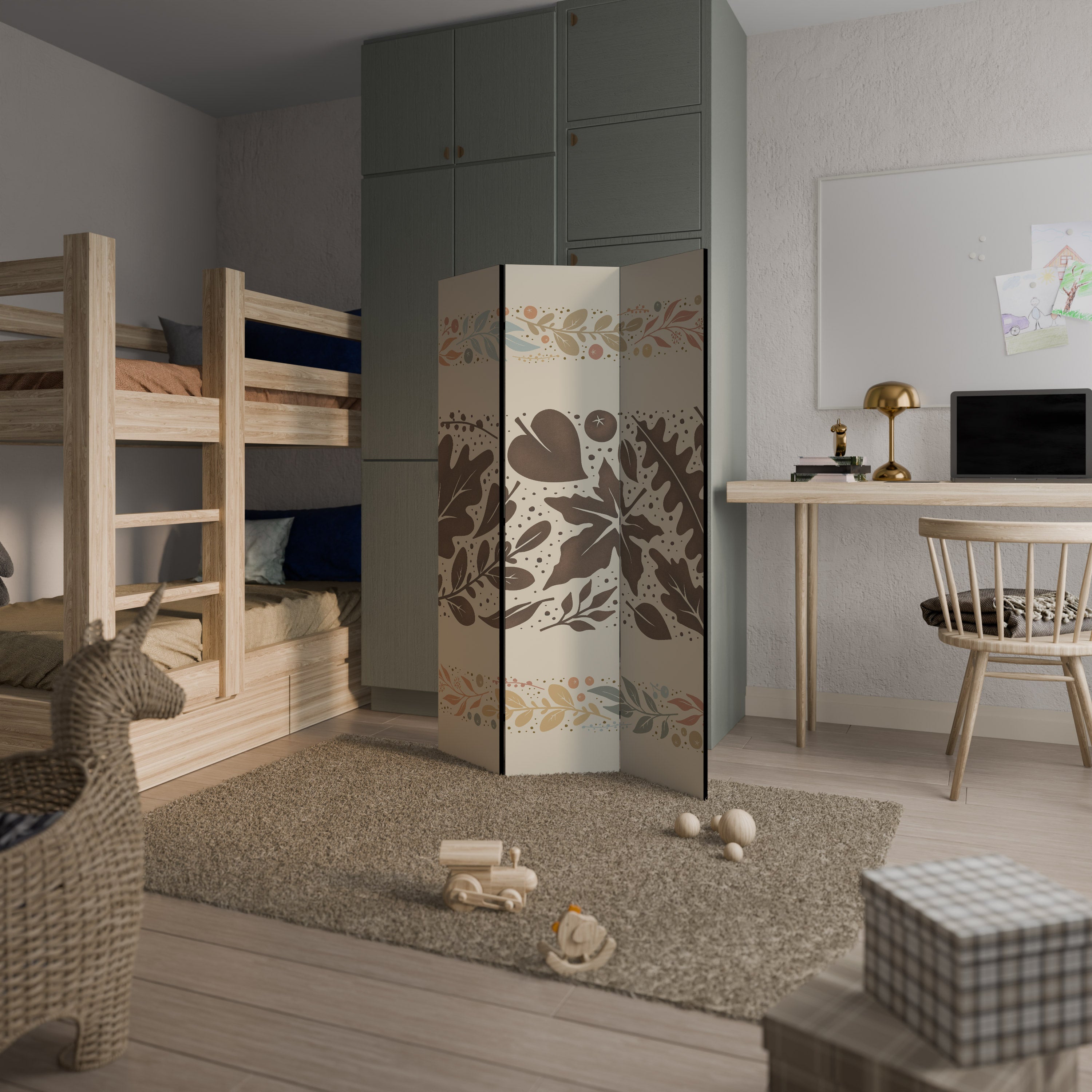 Séparateur de pièce décoratif à 3 panneaux FOLIAGE ROWS