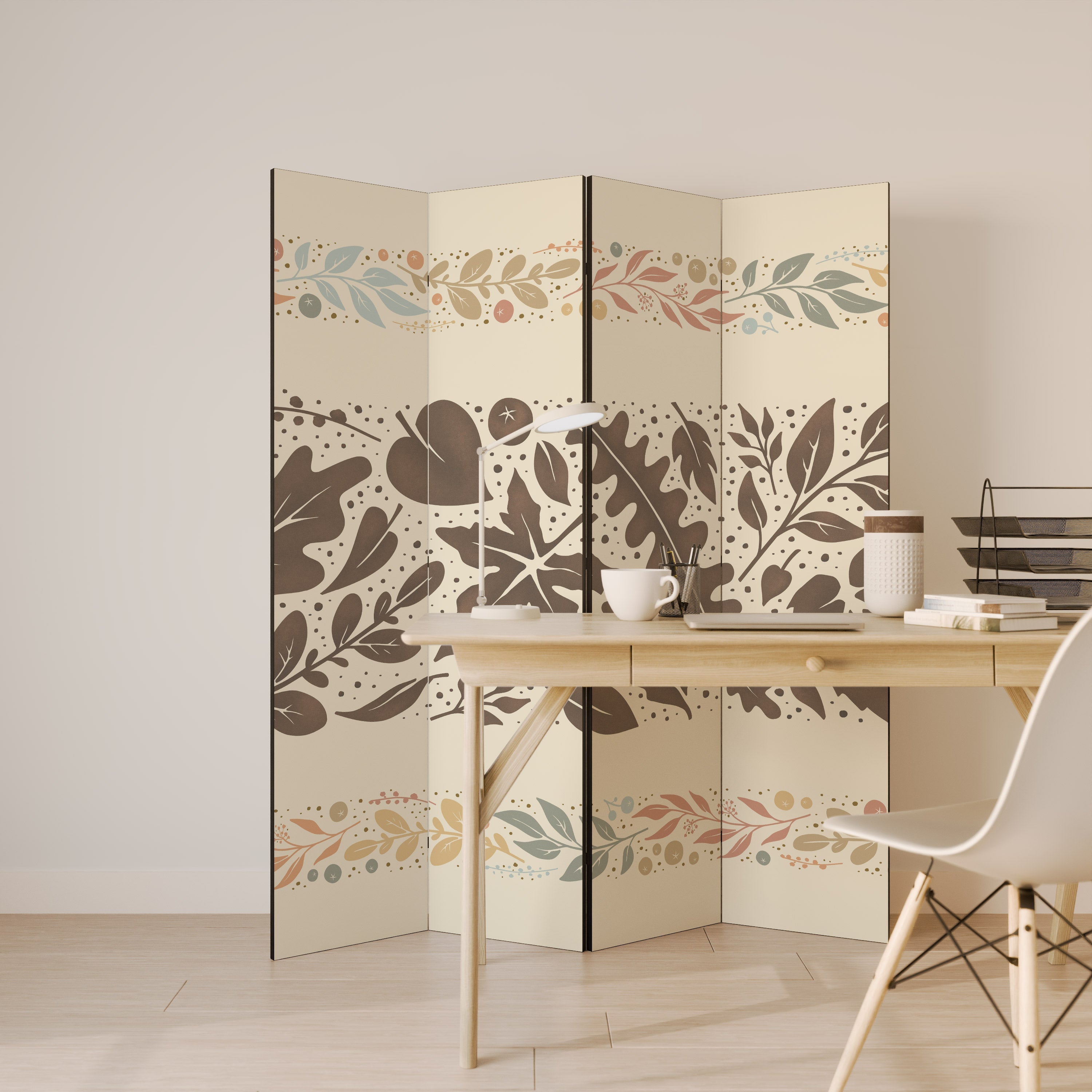 Séparateur de pièce décoratif à 4 panneaux FOLIAGE ROWS