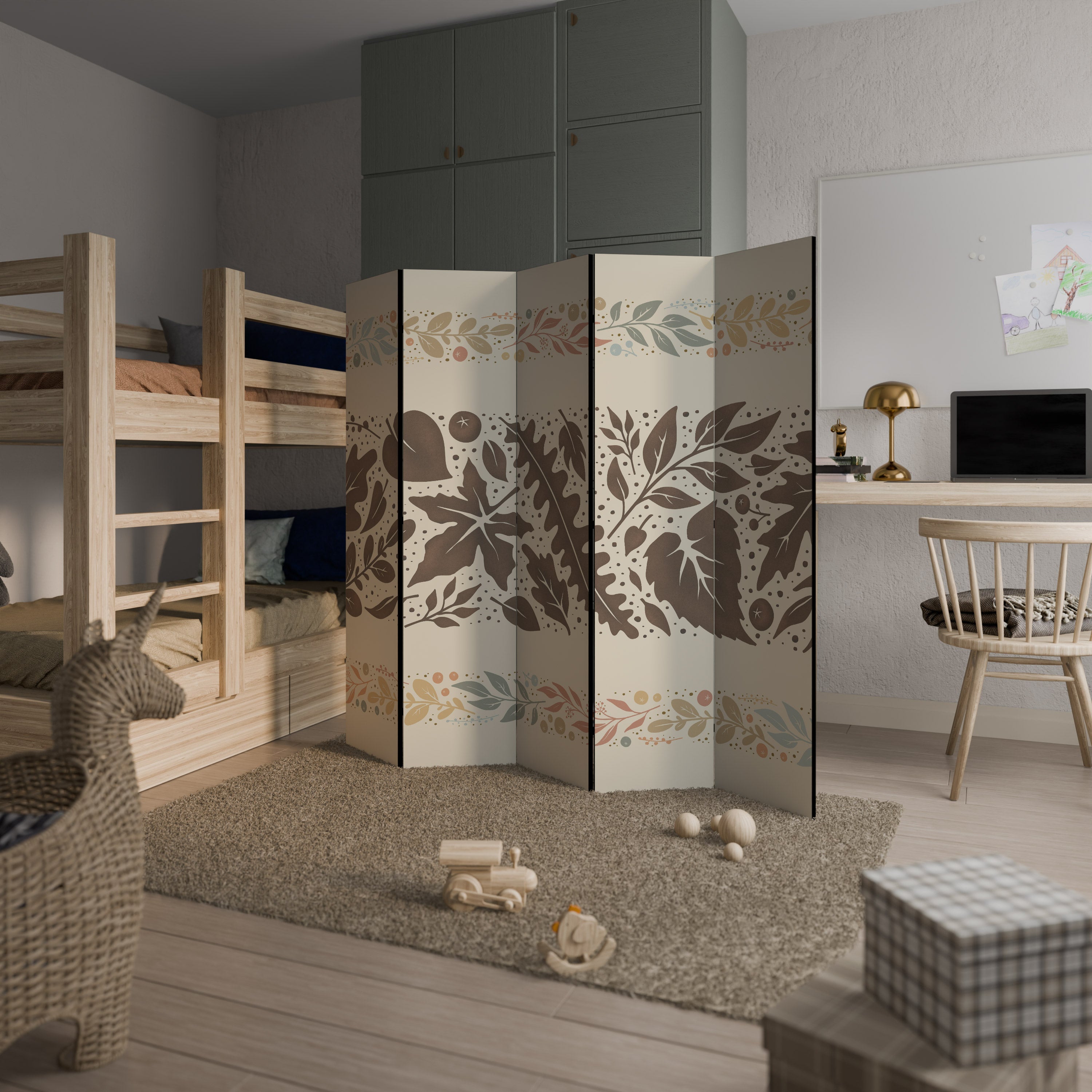 Séparateur de pièce décoratif à 5 panneaux FOLIAGE ROWS