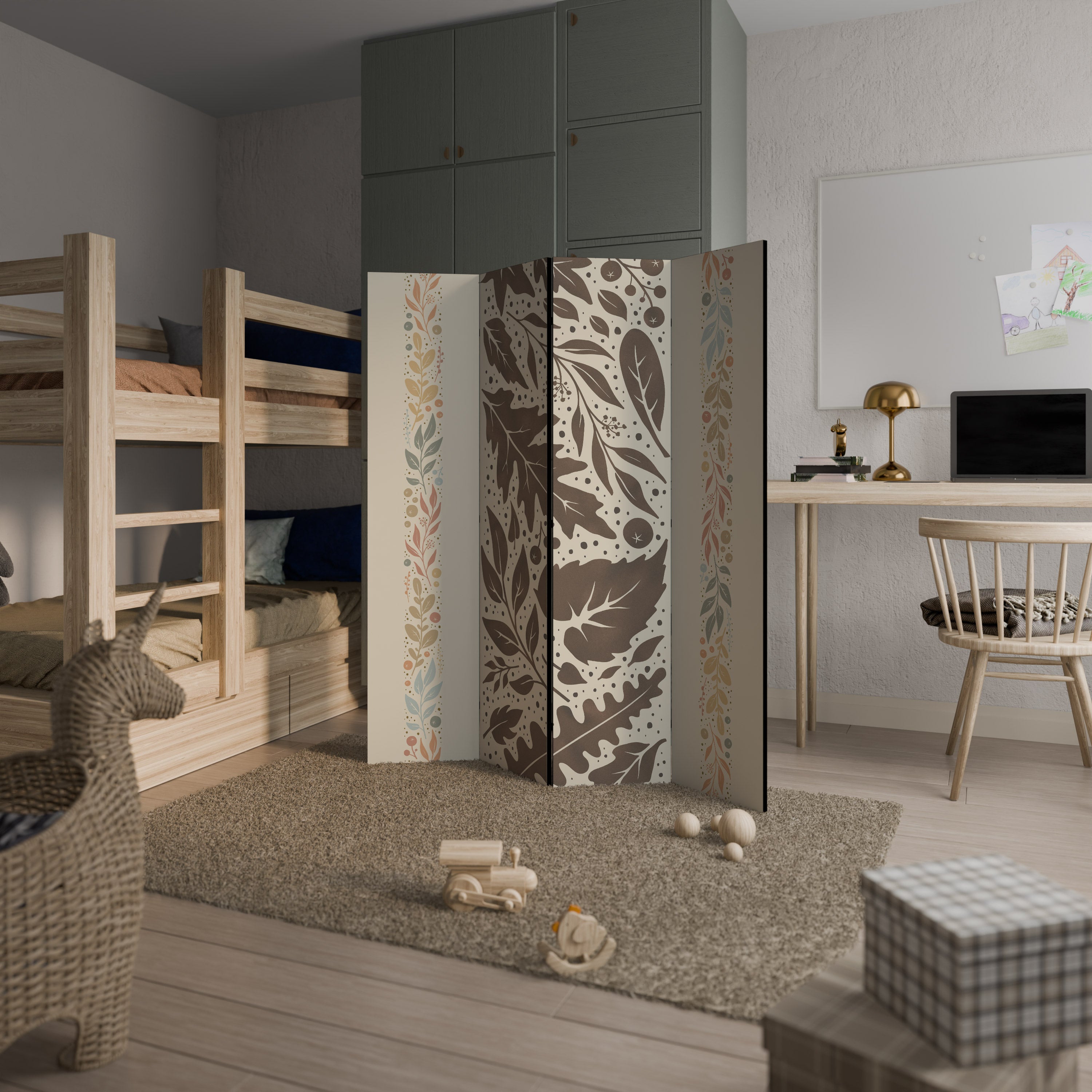 Cloison décorative à 4 panneaux FOLIAGE TALES