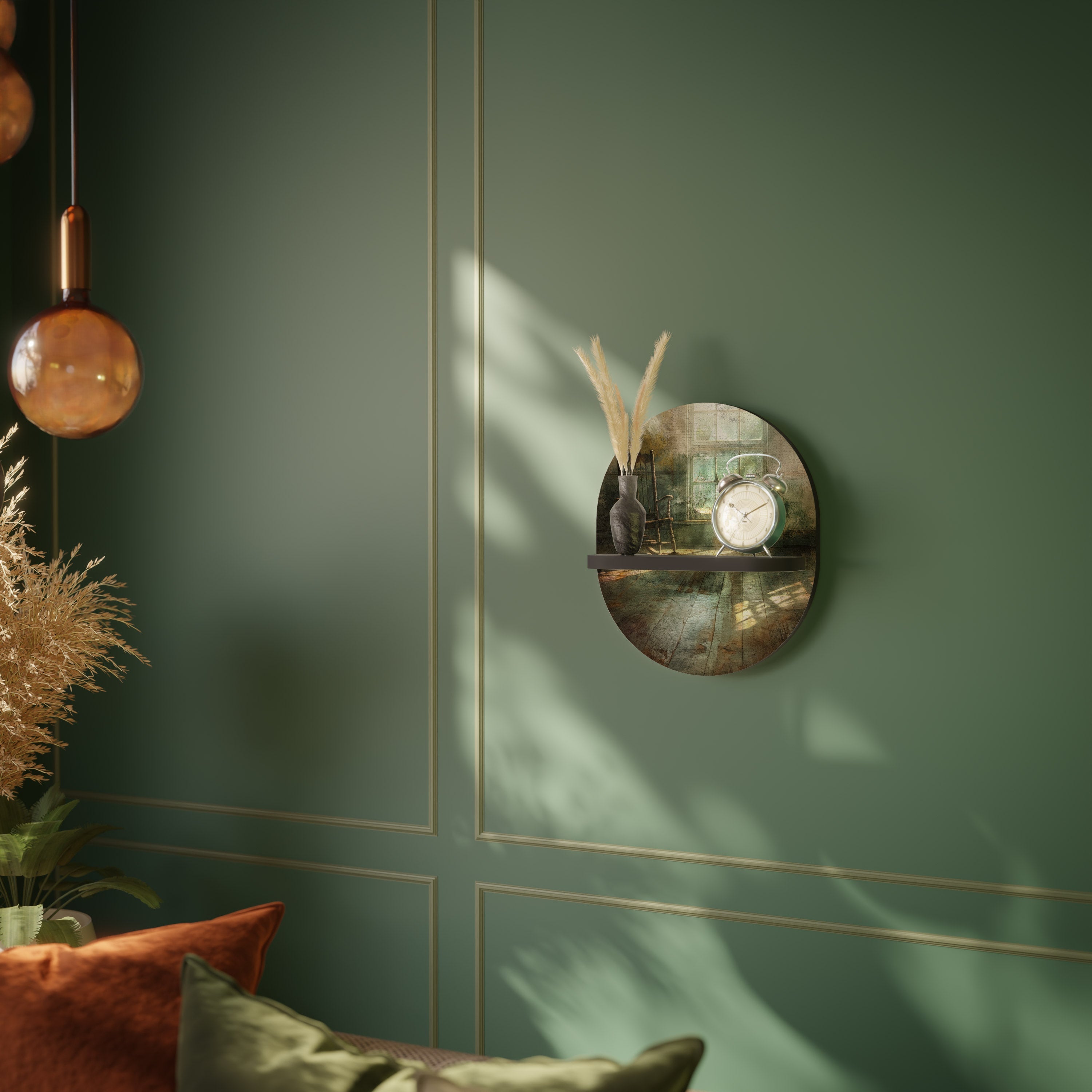 Étagère d'art ovale SUNLIT STILLNESS en finition noire